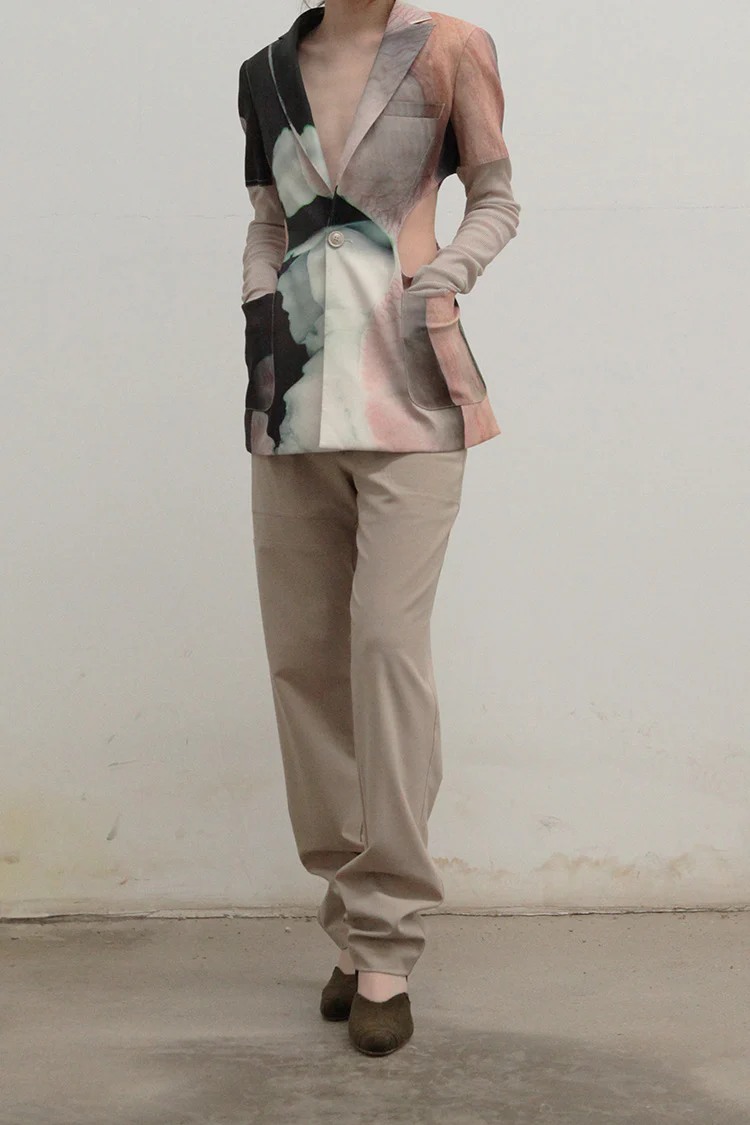 OUDE WAAG Deconstructed Flocking Sleeve Printed Suit OW-21SS-JK01GR88 POWJK01 - Image 3