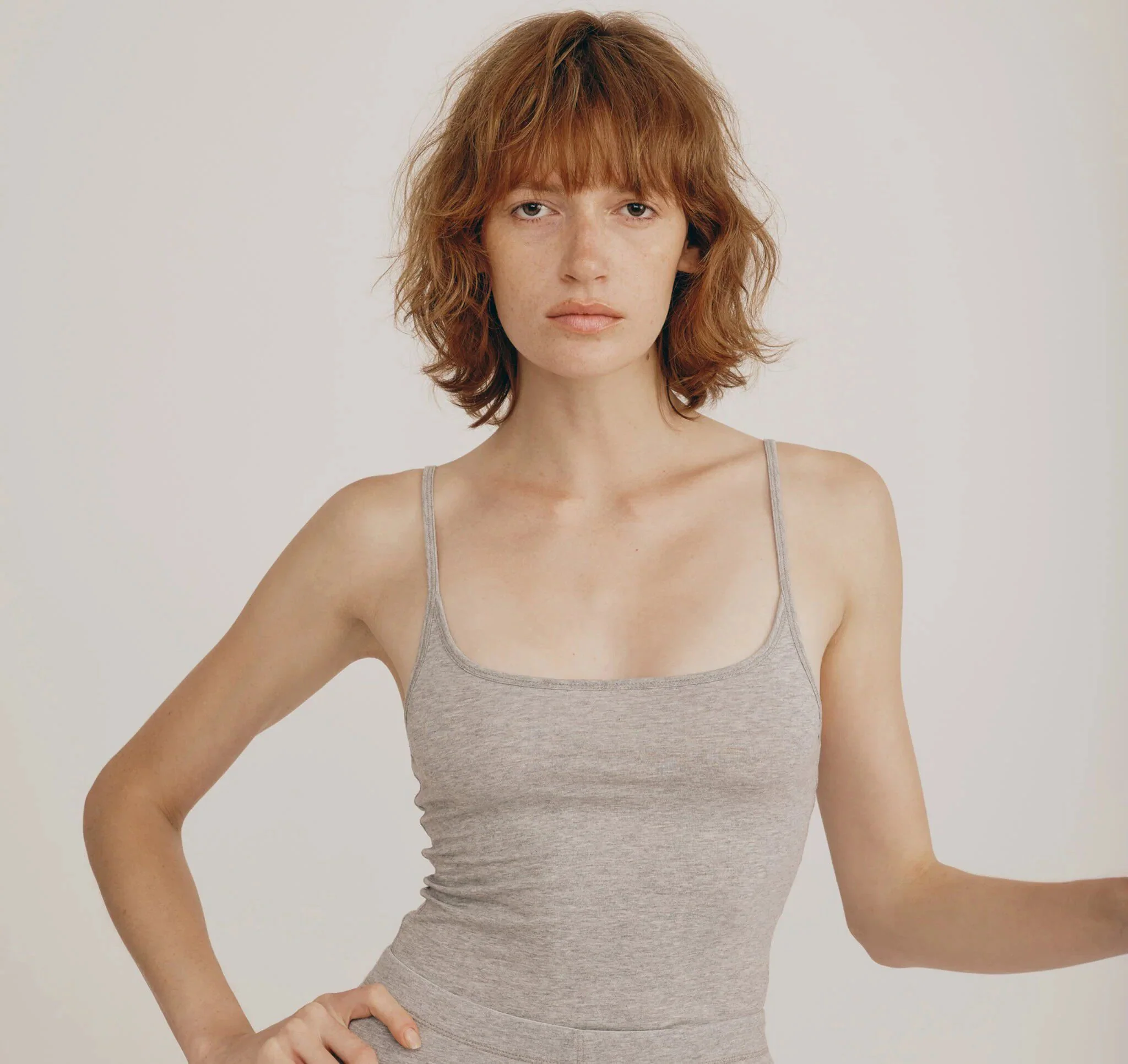 ORGANIC BASICS 26SS Bodycon Vest OB-OB410005-Grey Melange - Image 3
