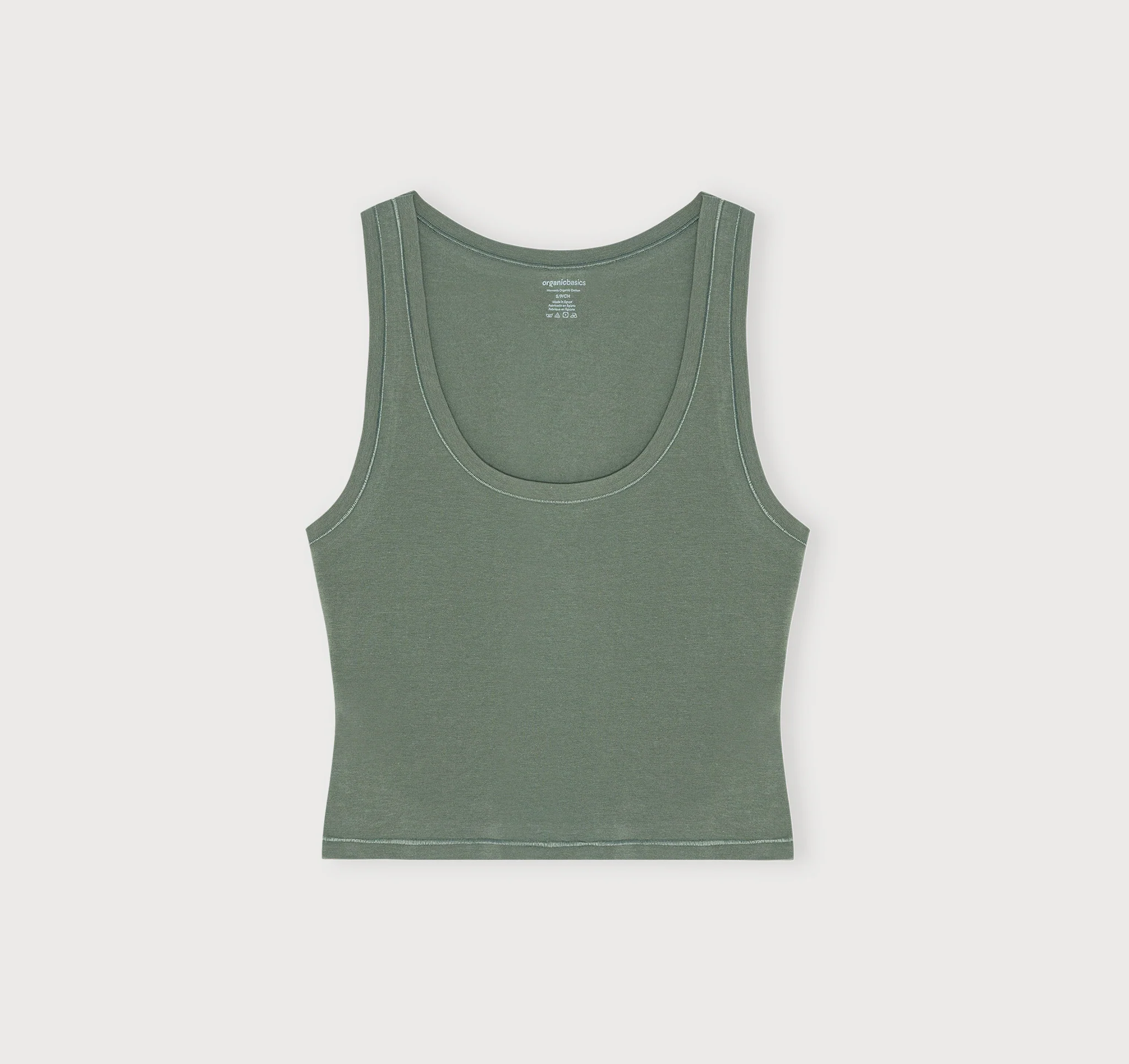 ORGANIC BASICS 26SS Elastic Sleeveless Top/Vest OB-OB130001-Seaweed - Image 3