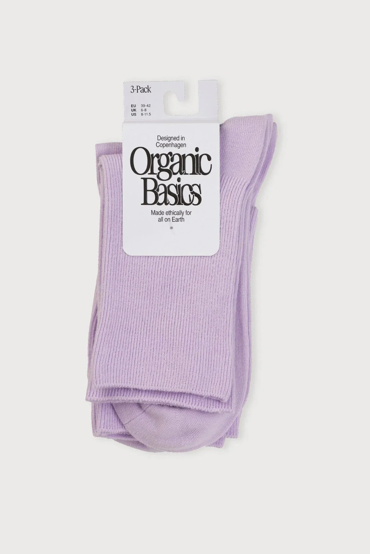 ORGANIC BASICS Spring/Summer 2026 Crew Socks 3-Pair Pack OB-OB900011P3-Soft Lilac - Image 2