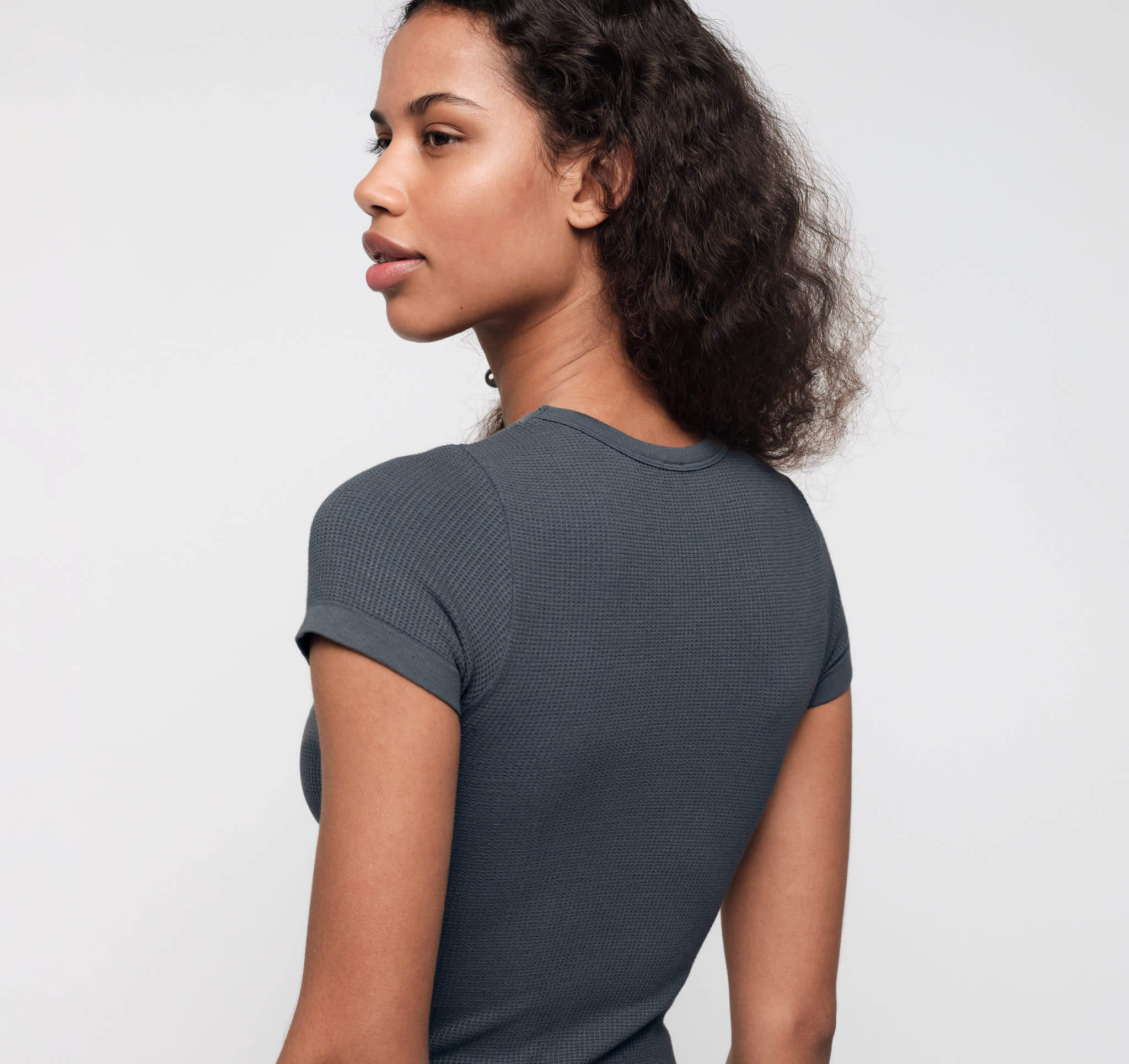ORGANIC BASICS SS26 Seamless Waffle T-Shirt OB-OB130067-Thunder - Image 4