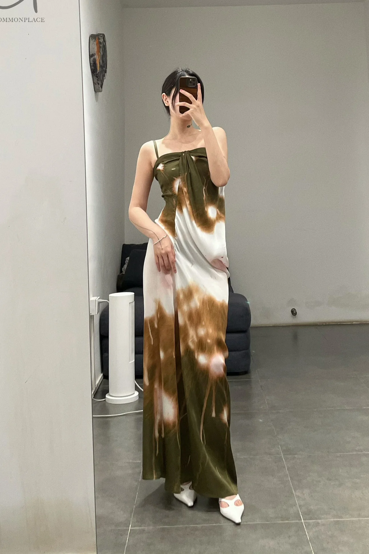 OUDE WAAG 24 Autumn and Winter Asymmetric Drape Dress OW-24AW- DS23P2GR053-LC POW1 Green Orange OW-24AW-DS02P1PK220 - Image 11