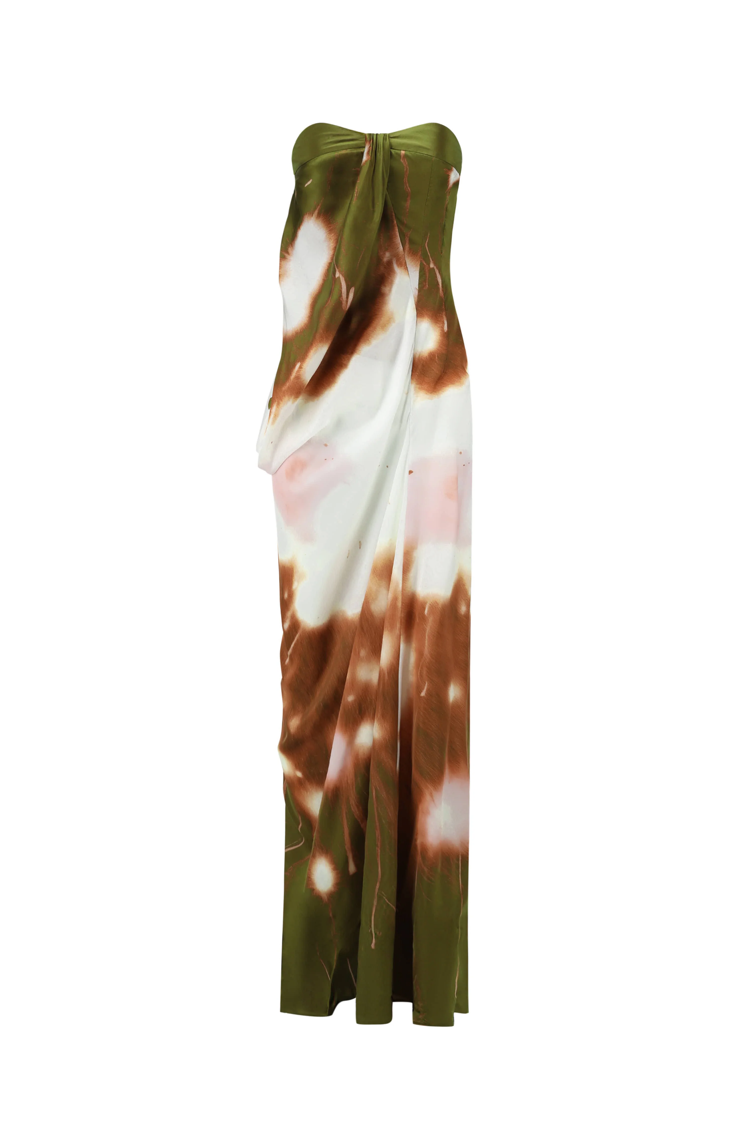 OUDE WAAG 24 Autumn and Winter Asymmetric Drape Dress OW-24AW- DS23P2GR053-LC POW1 Green Orange OW-24AW-DS02P1PK220 - Image 4