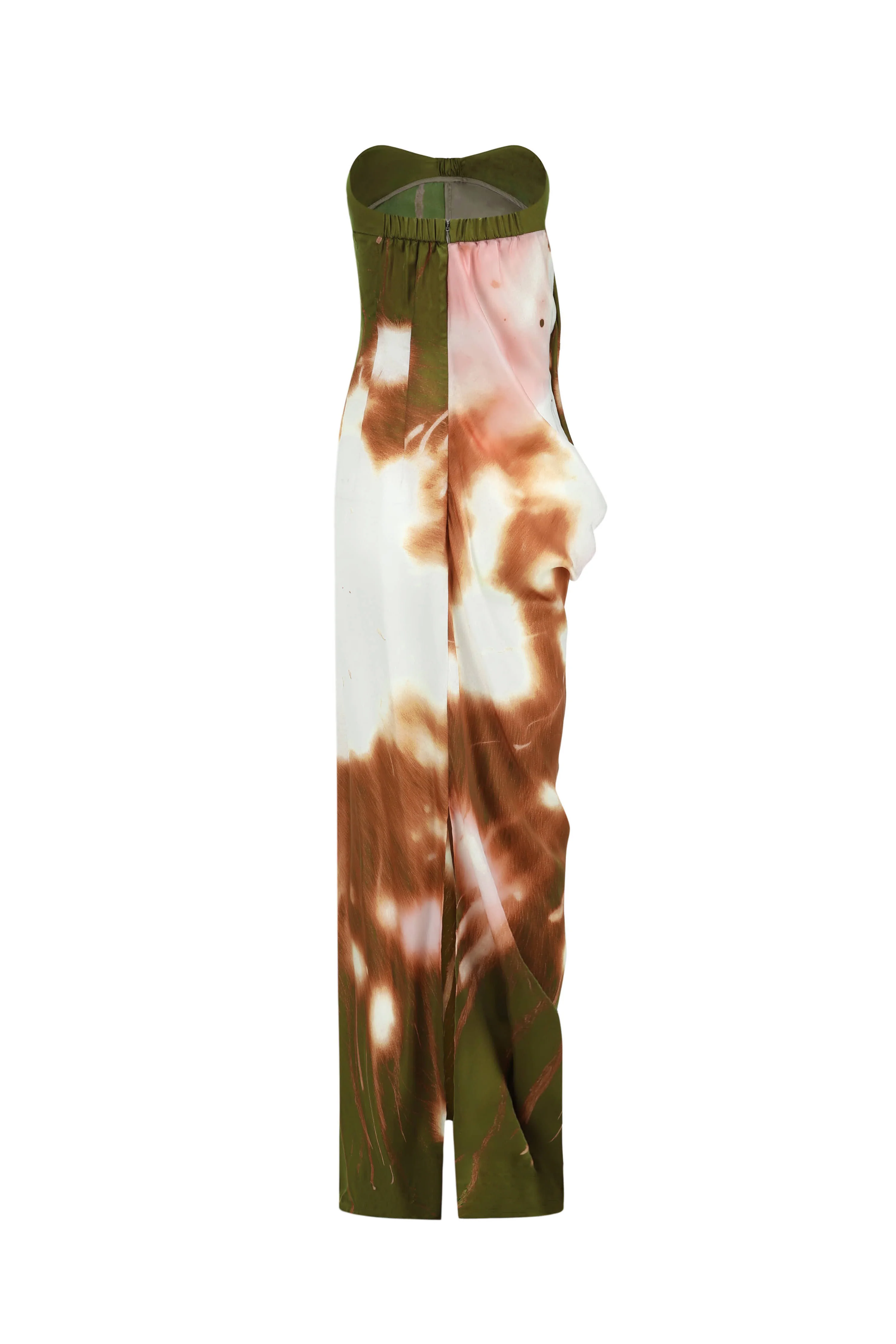 OUDE WAAG 24 Autumn and Winter Asymmetric Drape Dress OW-24AW- DS23P2GR053-LC POW1 Green Orange OW-24AW-DS02P1PK220 - Image 5