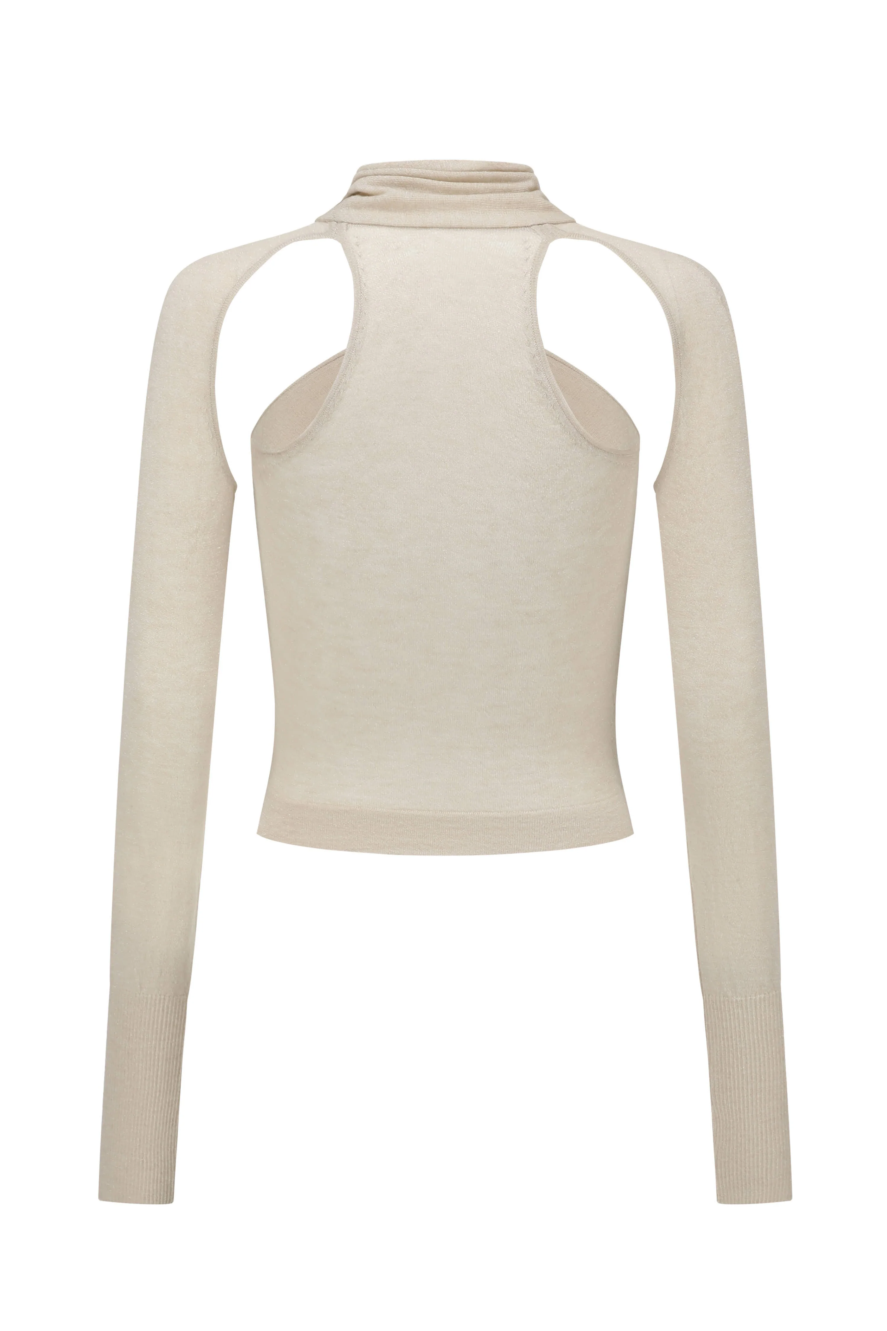 OUDE WAAG 24 autumn and winter bright silk hollow twist knit sweater OW-OW-24AW-KT10W1WI180-MIHUI beige gray - Image 6