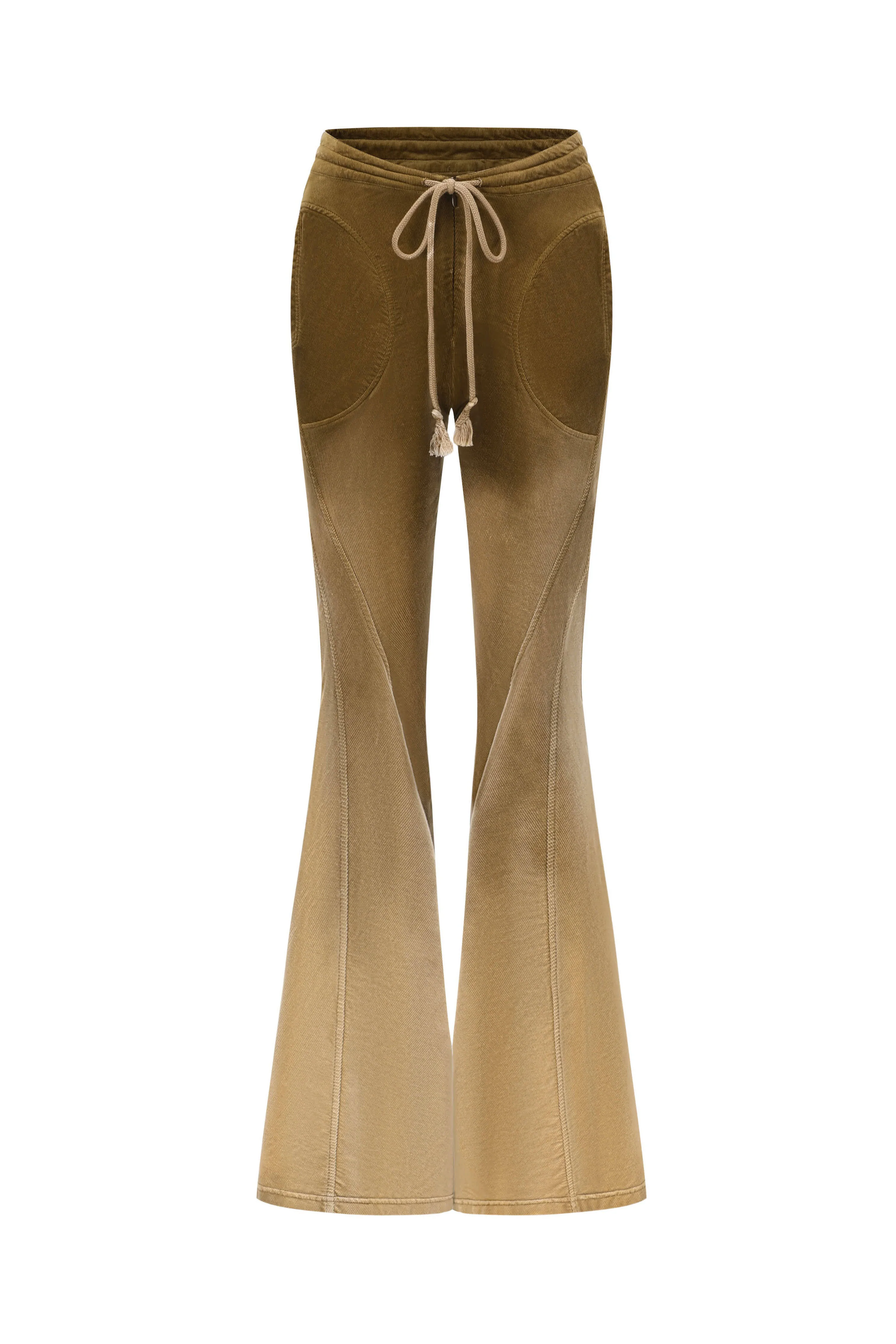 OUDE WAAG 24 Autumn and Winter Corduroy Slim Flared Pants OW-OW-24AW-PT06-GANLANLV Olive Green