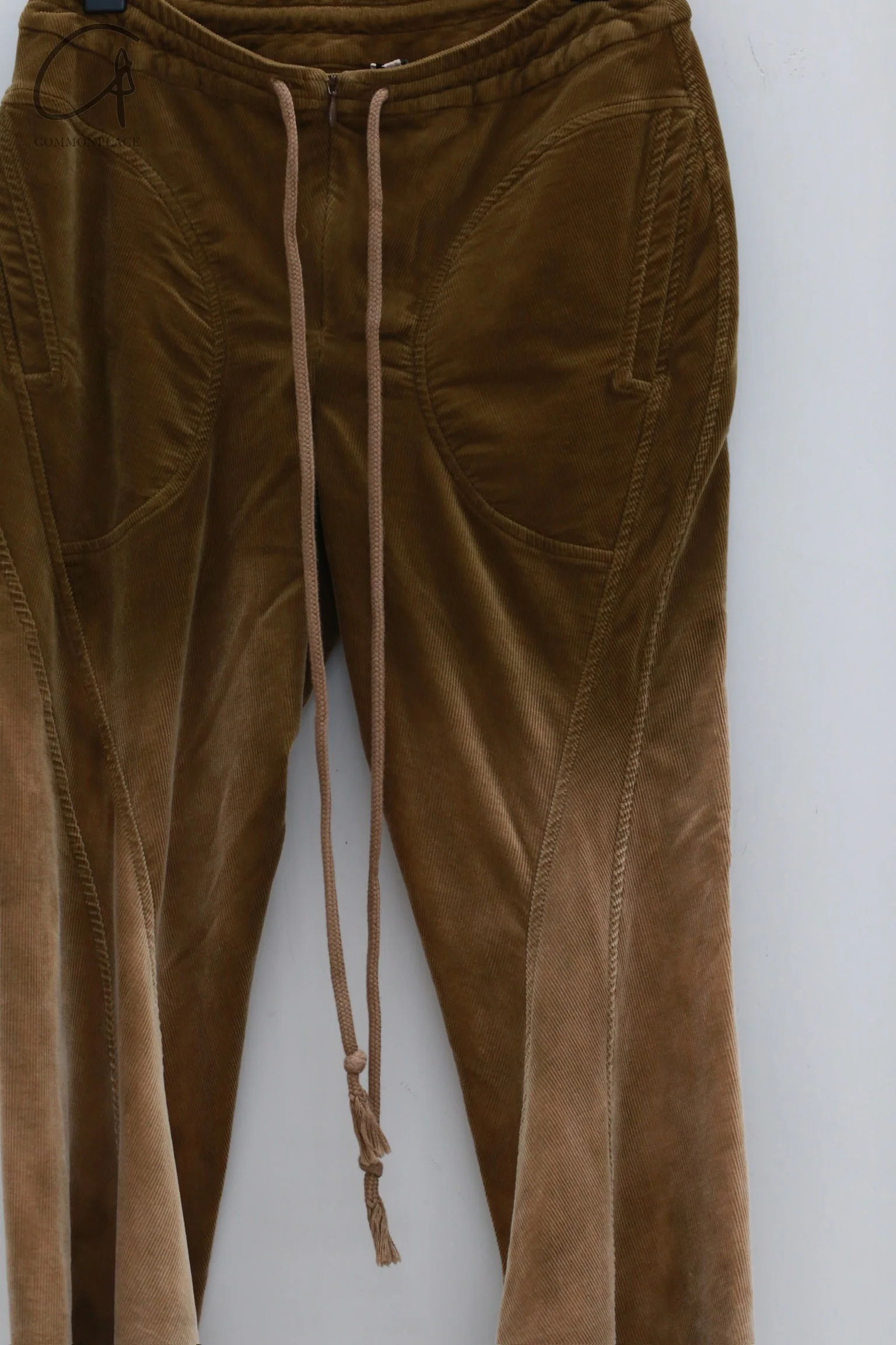 OUDE WAAG 24 Autumn and Winter Corduroy Slim Flared Pants OW-OW-24AW-PT06-GANLANLV Olive Green - Image 5
