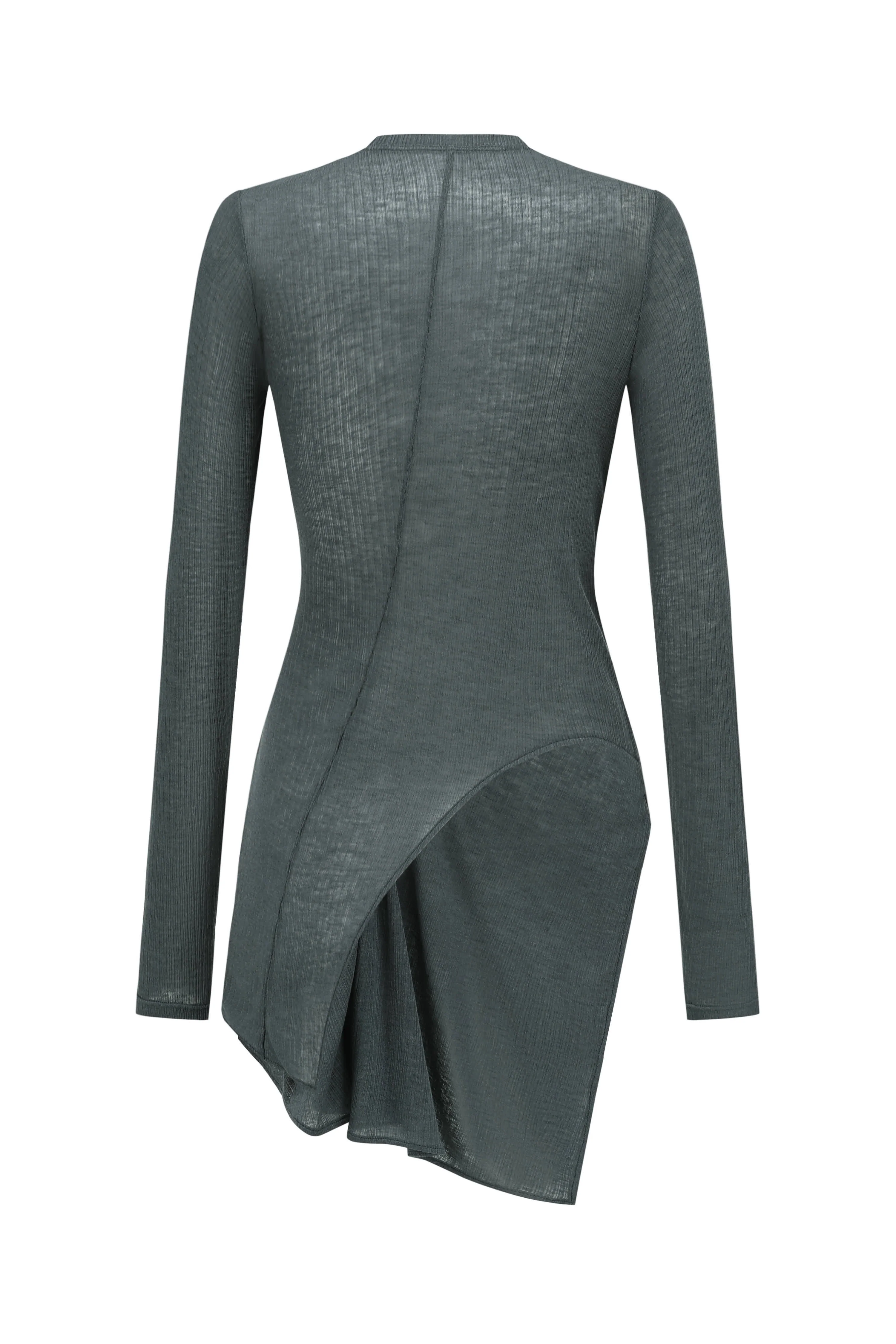 OUDE WAAG 24 Autumn and Winter Draped Asymmetric Top OW-OW-24AW-TP03-HUILAN Gray Blue - Image 7