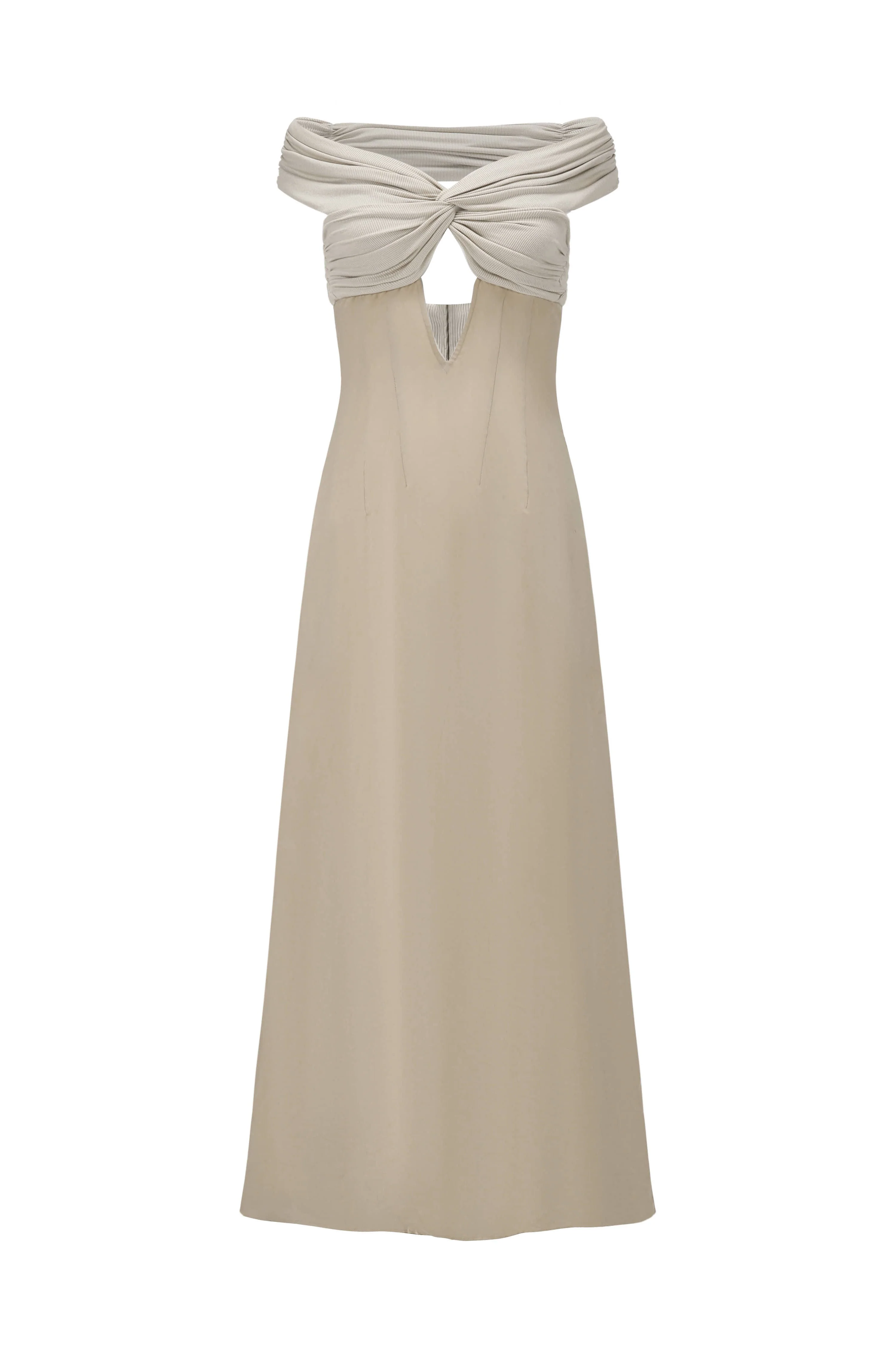OUDE WAAG 24 autumn and winter knot patchwork dress OW-OW-24AW-DS21R1GY820-HUIMI gray beige
