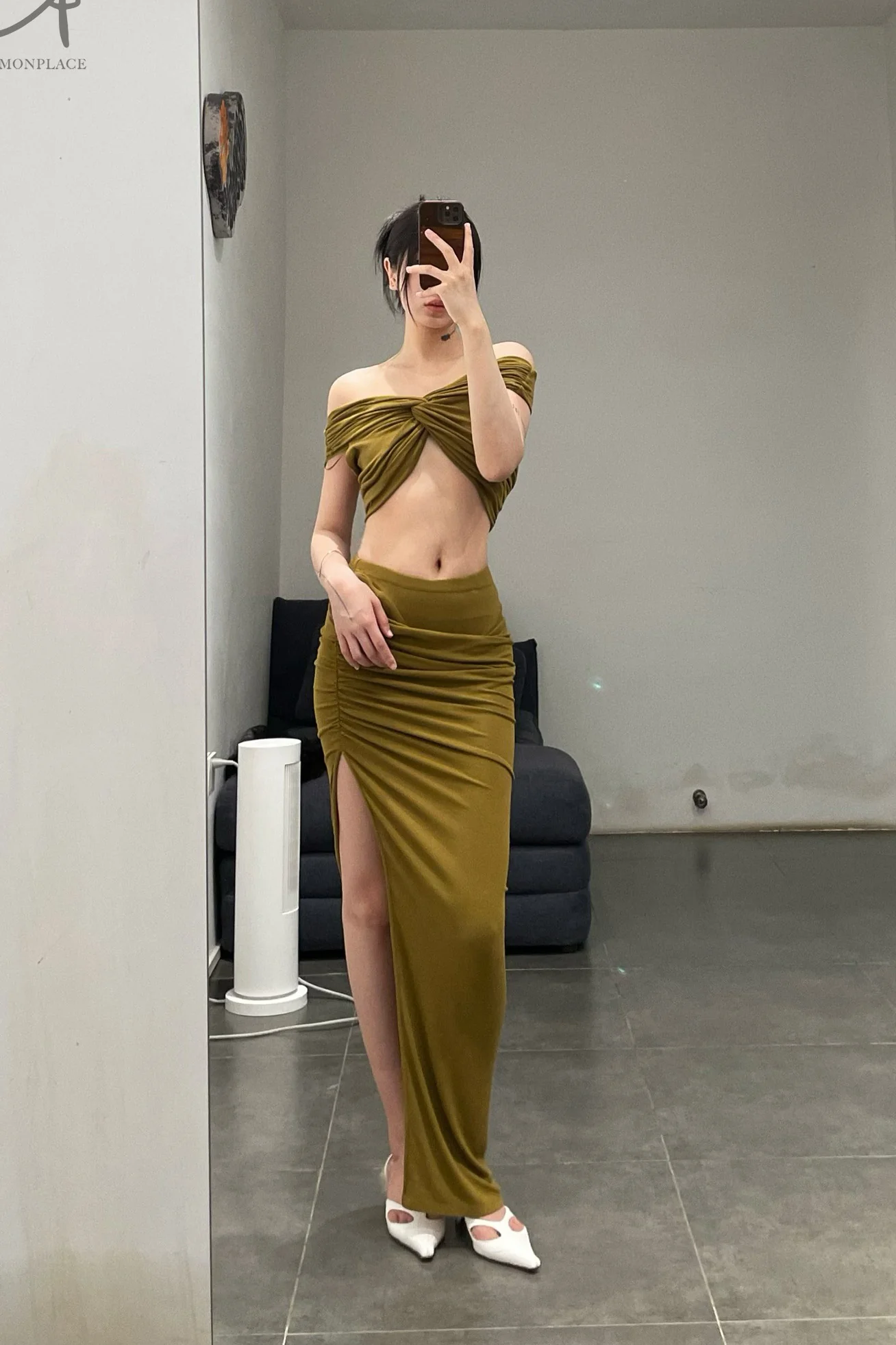 OUDE WAAG 24 Autumn and Winter Knot Shoulder Bra Series OW-24AW-AS03R1GR540-GLV Olive Green OW-24AW-AS03 - Image 11