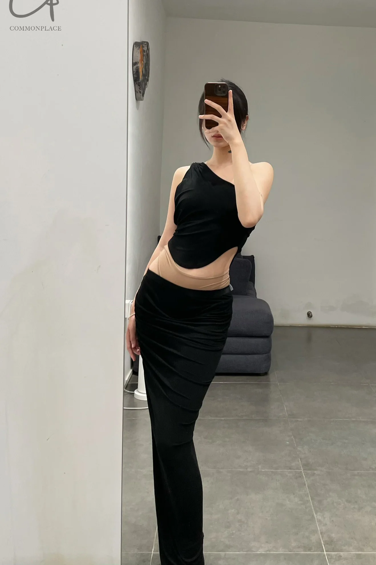 OUDE WAAG 24 autumn and winter one-shoulder knot vest OW-24AW -TP08R1BL900-HEI black OW-24AW -TP08 - Image 11