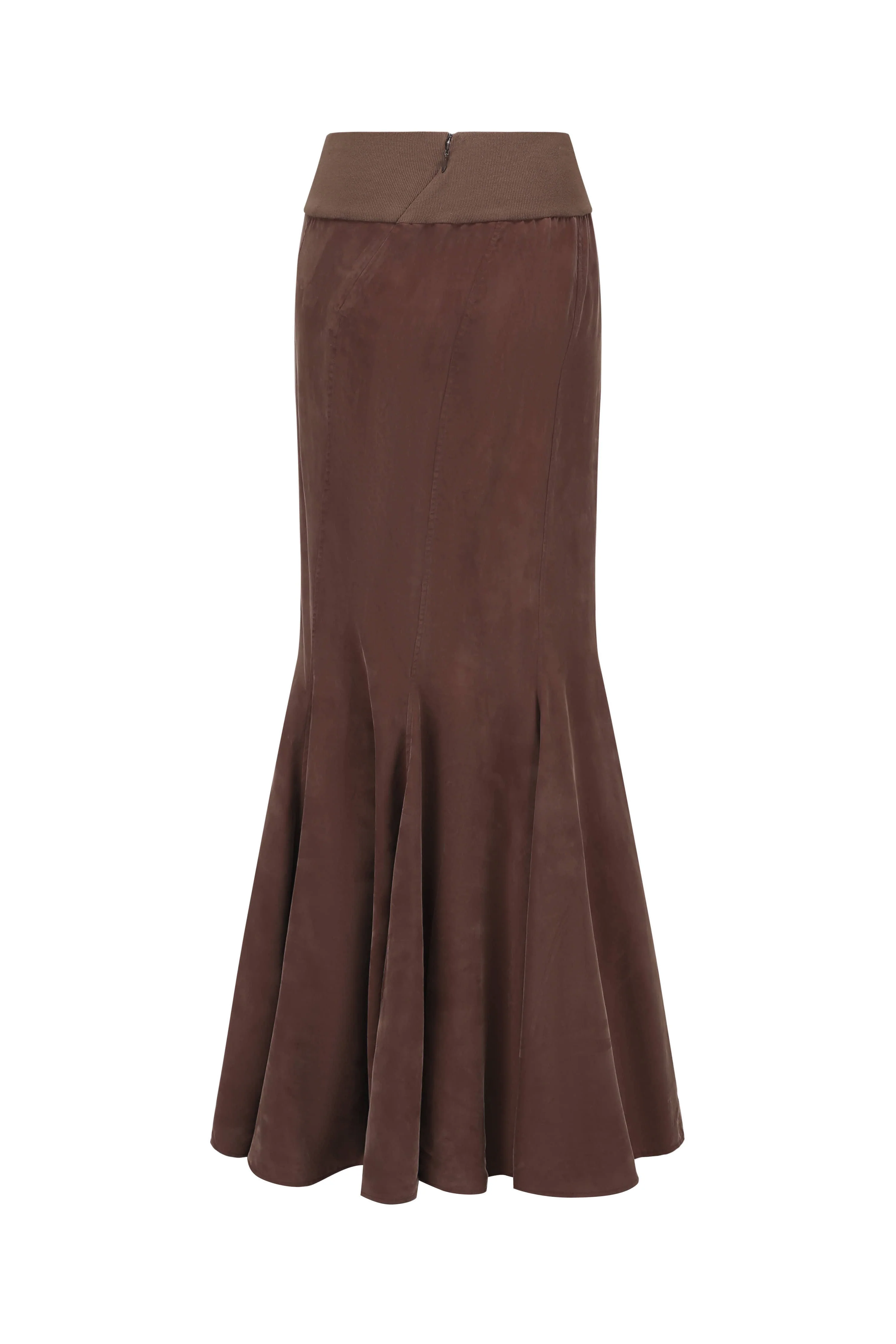 OUDE WAAG 24 Autumn and Winter Splicing Cupro-Ammonium Silk Fishtail Skirt Series OW-24AW -SK15C2BR440-KF Coffee OW-24AW -SK15 - Image 5