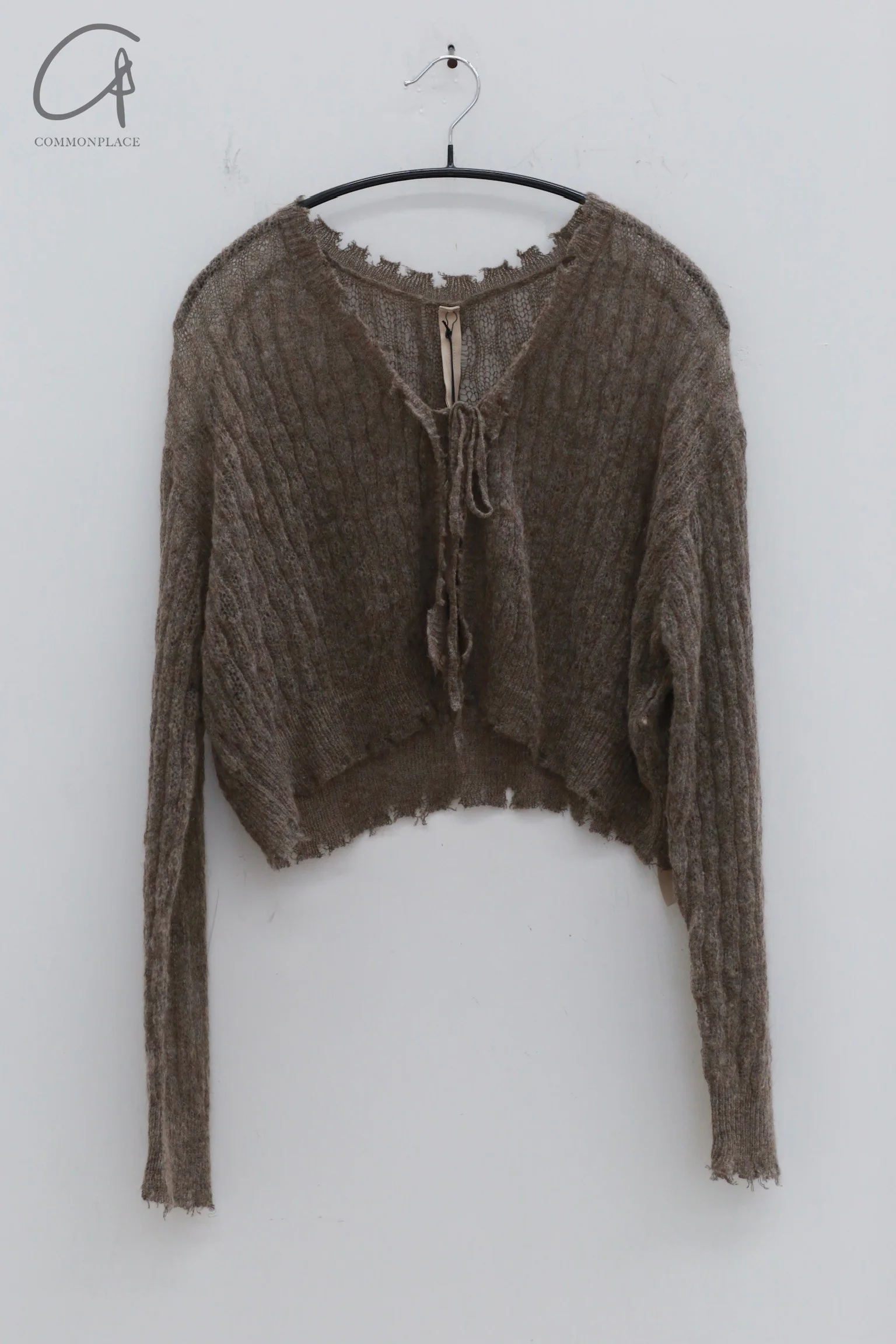 OUDE WAAG 24 Autumn and Winter Thin Wool Knit Cardigan OW-OW-24AW-KT03-HUIKA Gray Brown - Image 3