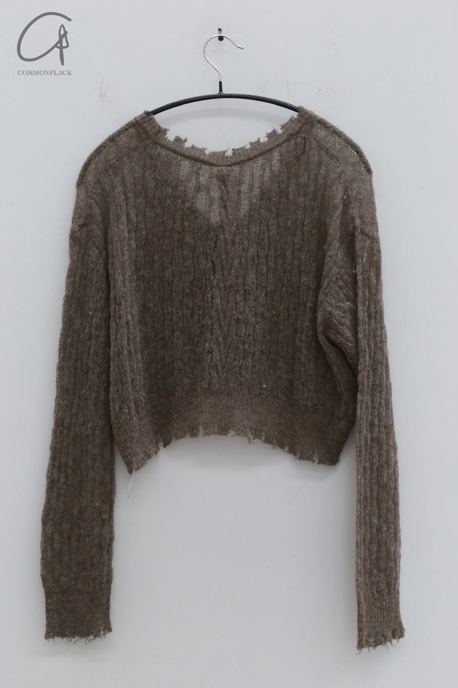 OUDE WAAG 24 Autumn and Winter Thin Wool Knit Cardigan OW-OW-24AW-KT03-HUIKA Gray Brown - Image 6