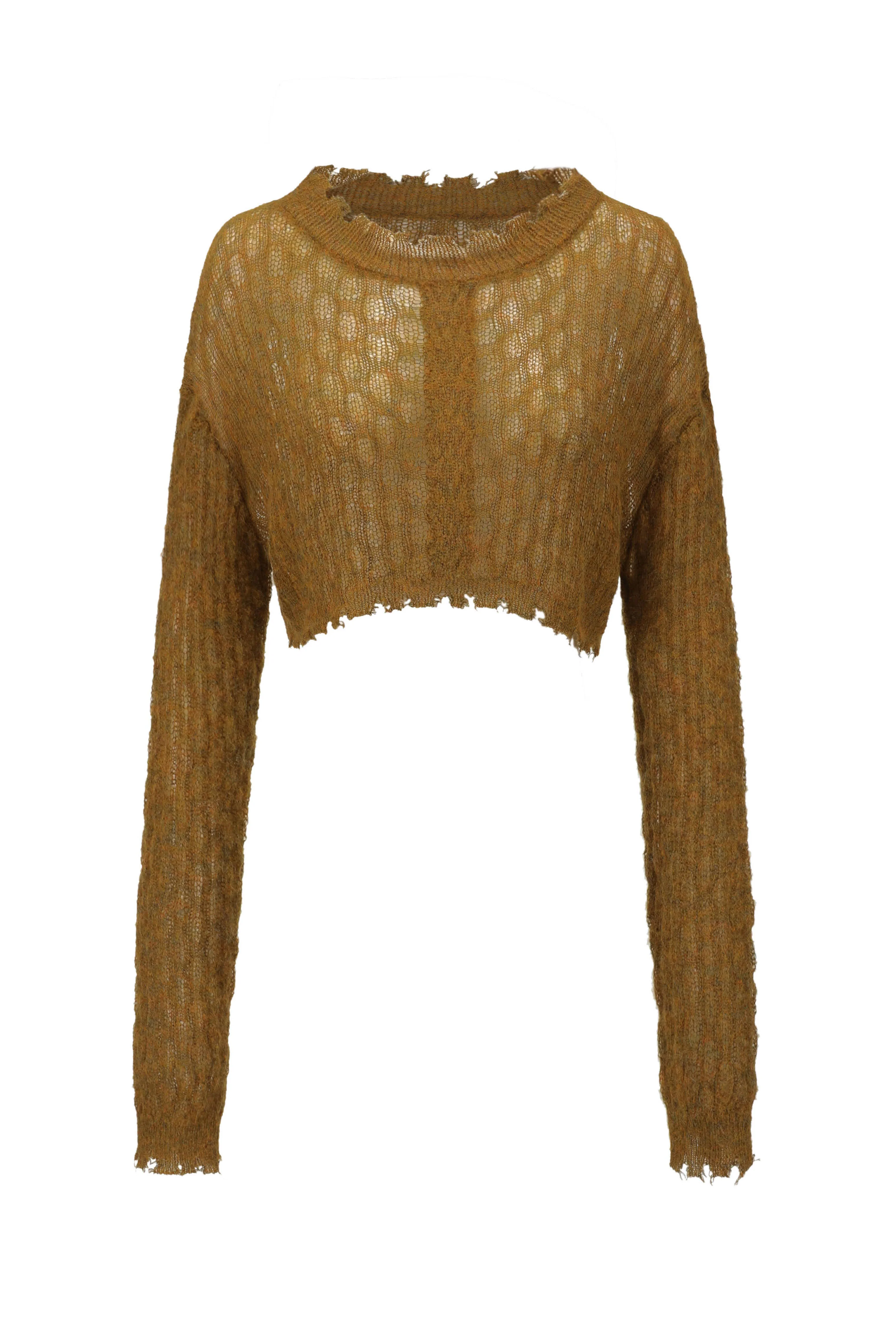 OUDE WAAG 24 Autumn and Winter Thin Wool Sweater OW-OW-24AW-KT04-HUANGLV Yellow Green