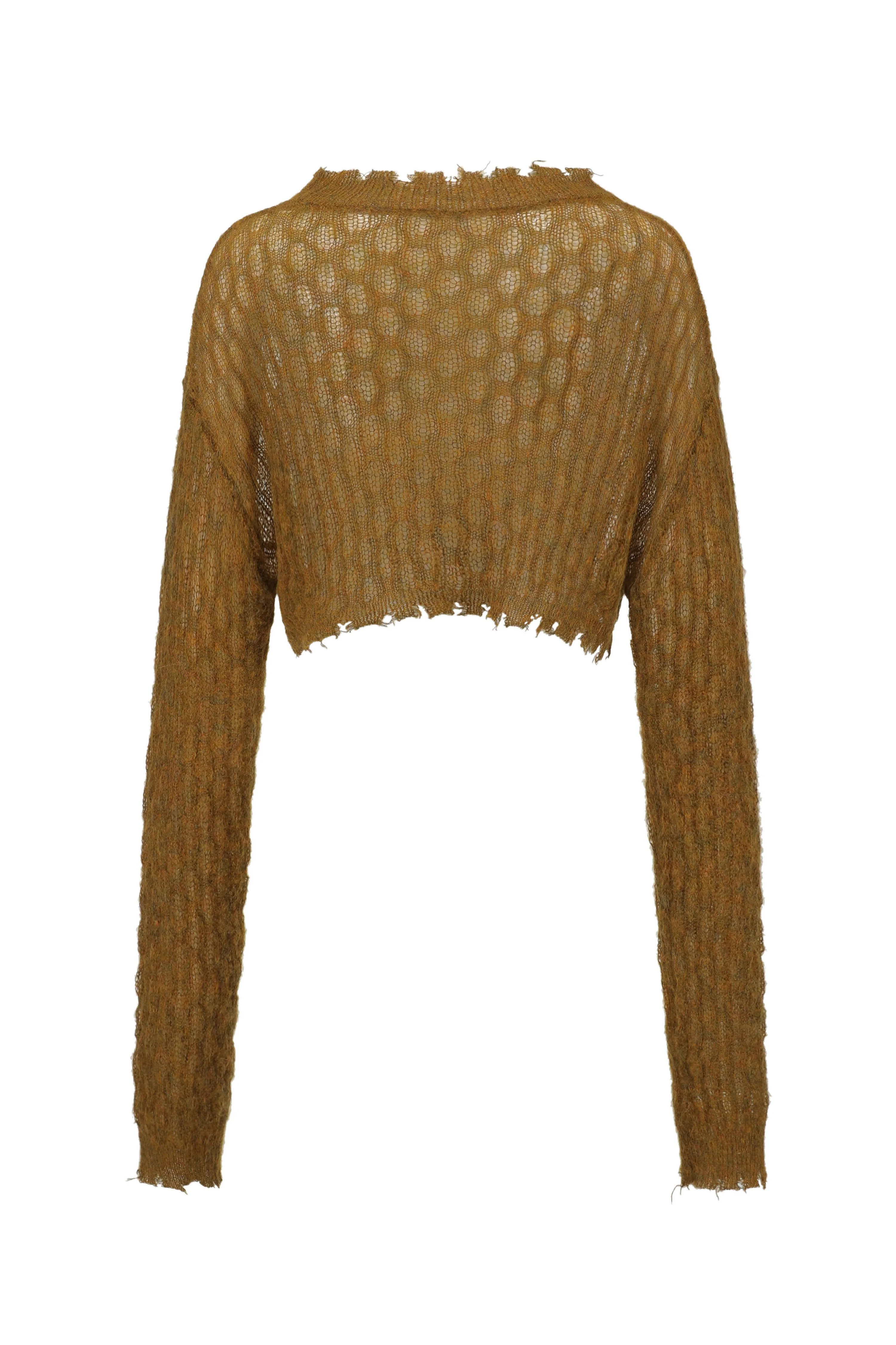 OUDE WAAG 24 Autumn and Winter Thin Wool Sweater OW-OW-24AW-KT04-HUANGLV Yellow Green - Image 2