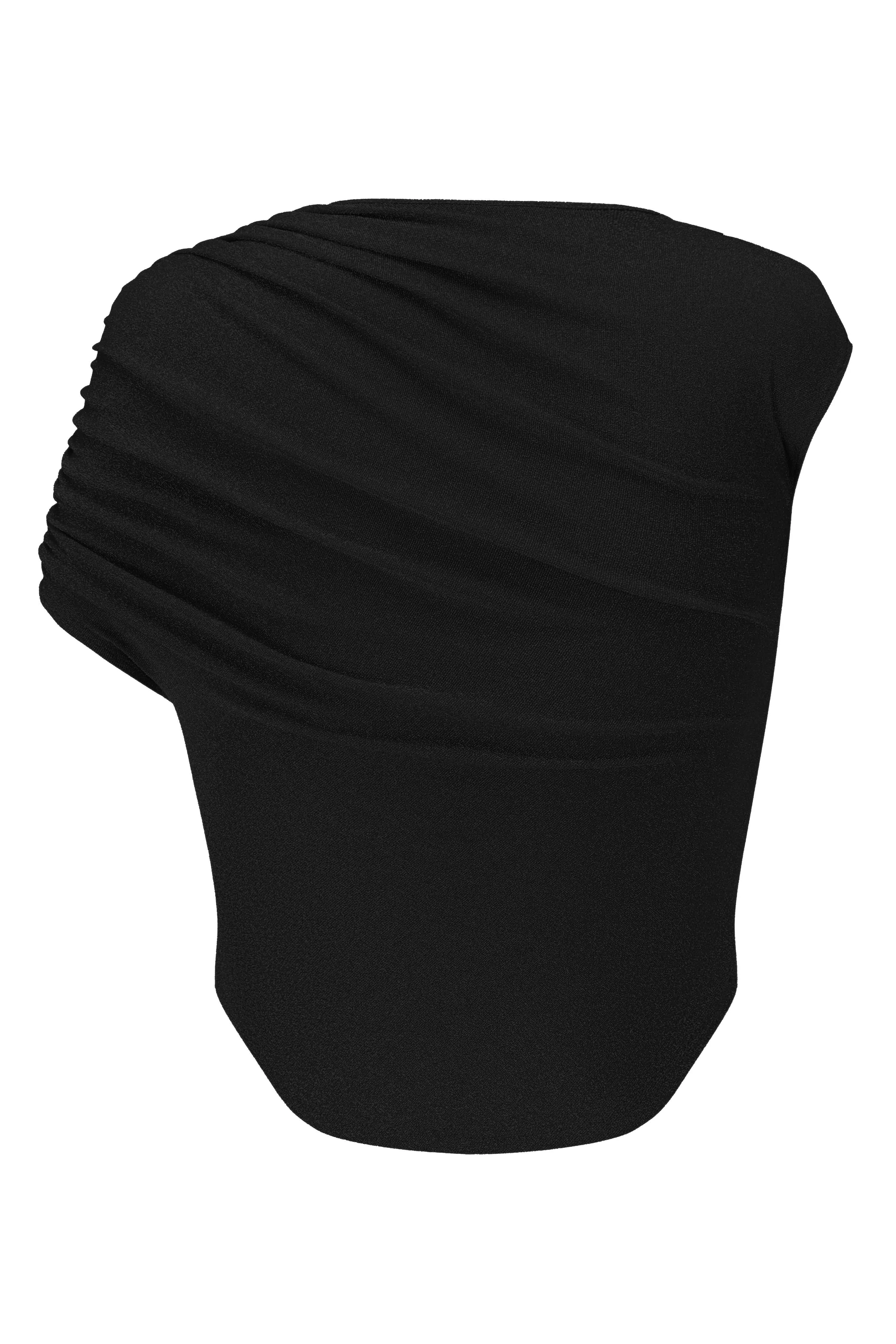 OUDE WAAG 24 autumn and winter velvet pleated top OW-OW-24AW-TP02-HEI black - Image 2