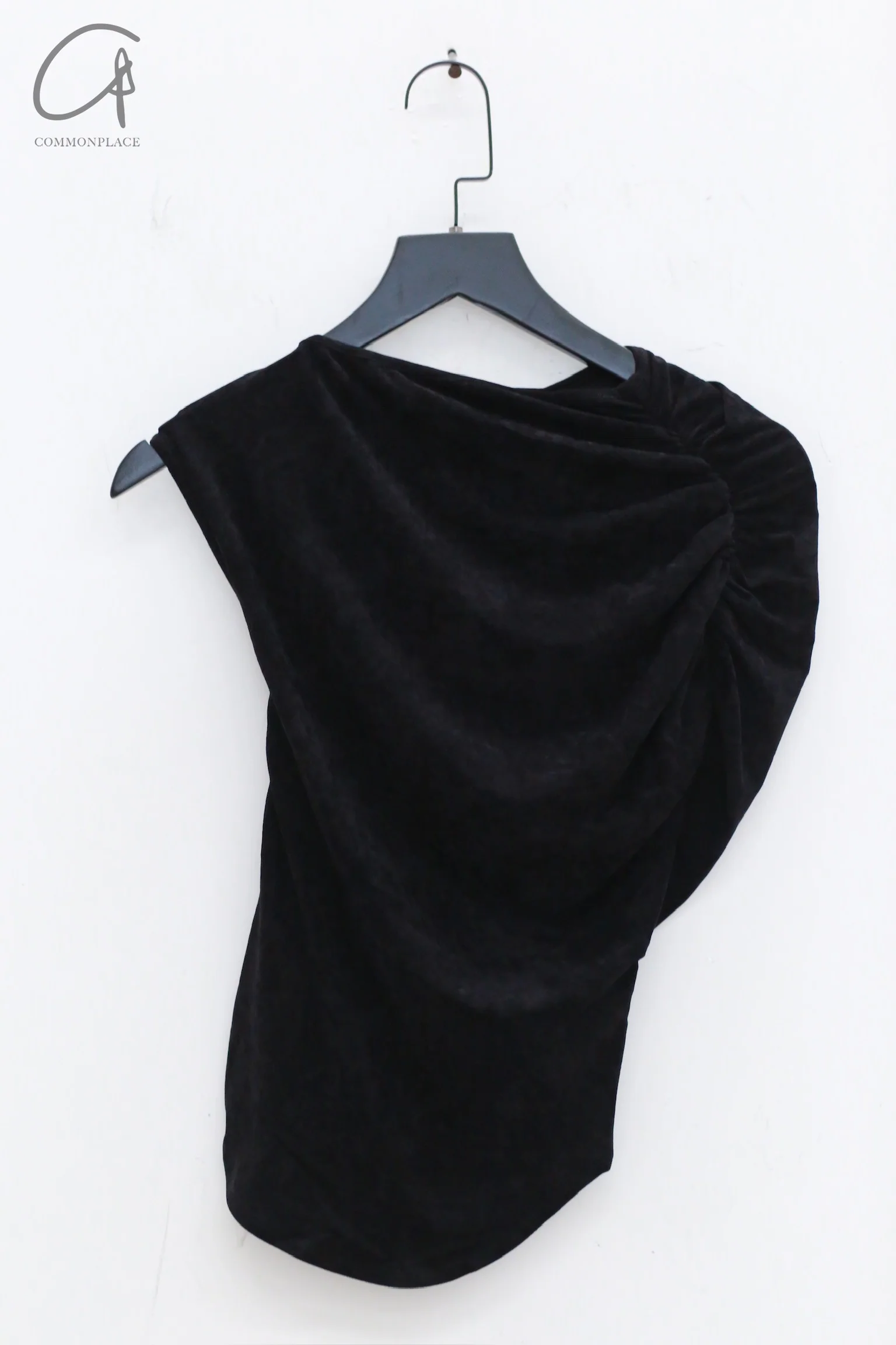 OUDE WAAG 24 autumn and winter velvet pleated top OW-OW-24AW-TP02-HEI black - Image 3