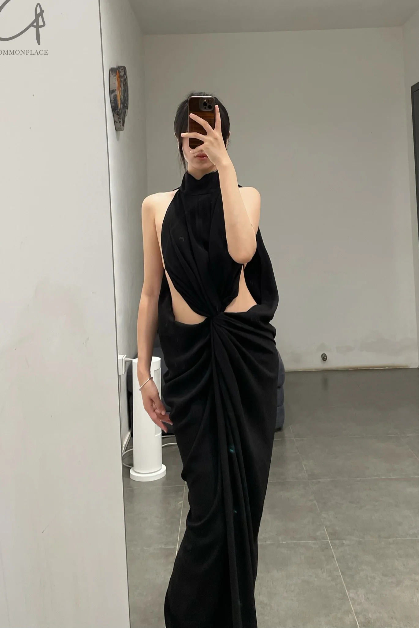 OUDE WAAG 24 Spring/Summer Draped Halter Dress OW-OW-24SS-DS02-HEI Black - Image 11