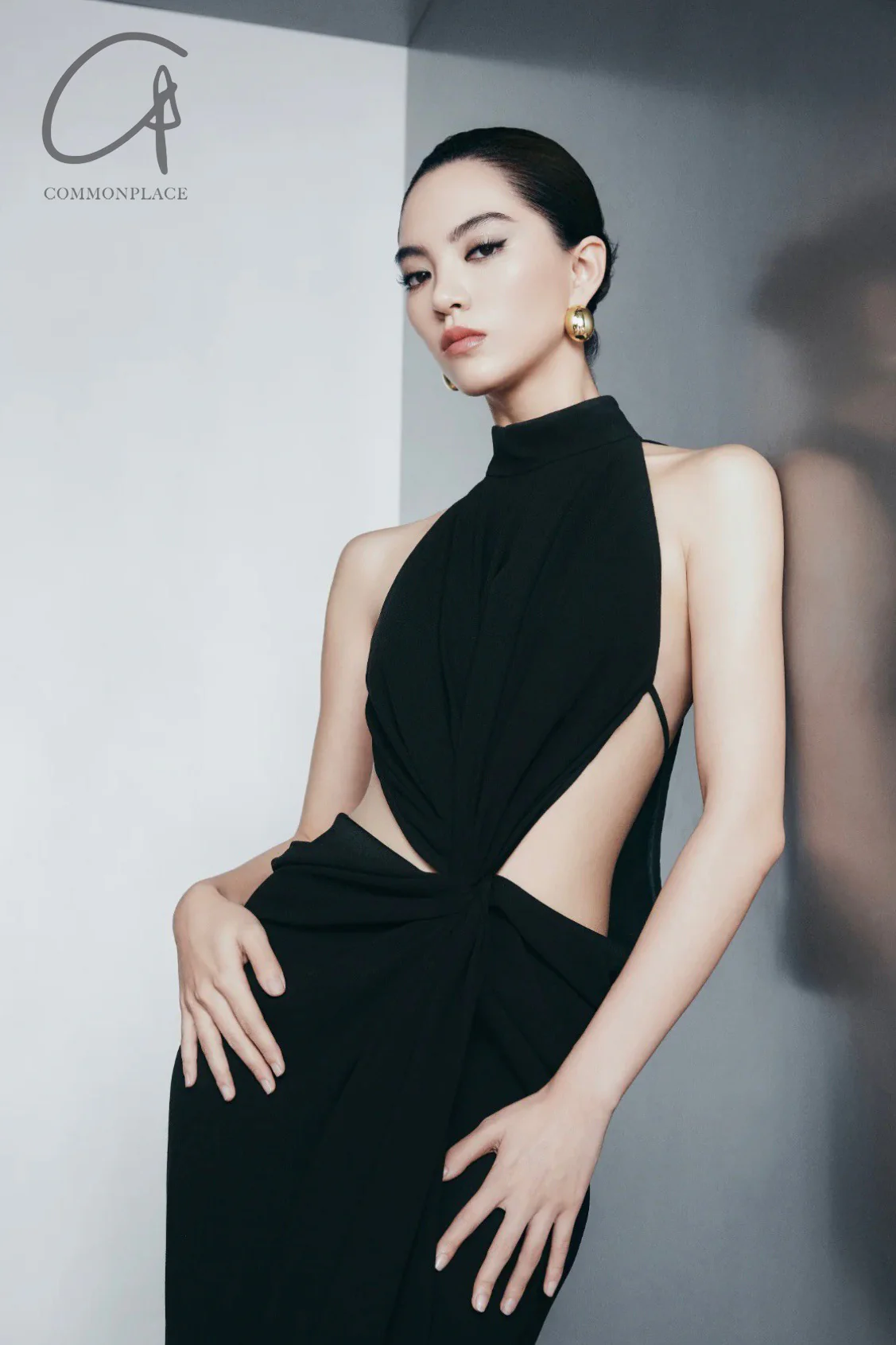OUDE WAAG 24 Spring/Summer Draped Halter Dress OW-OW-24SS-DS02-HEI Black - Image 5