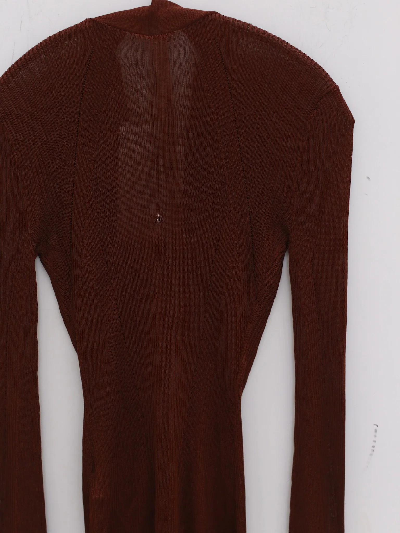 OUDE WAAG 25 Autumn and Winter Curved Ribbed Knit Cardigan OW-OW-25AW-KT01V1BR450-HZ Red Brown - Image 10
