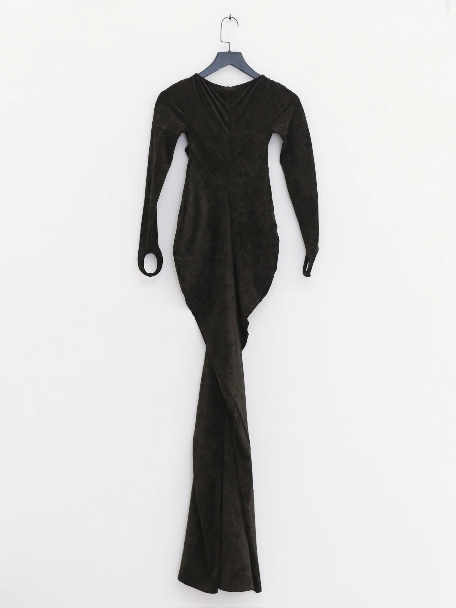 OUDE WAAG 25 Autumn and Winter Knot Stretch Velvet Dress OW-OW-25AW-DS15T1GR590-ML Dark Green - Image 6