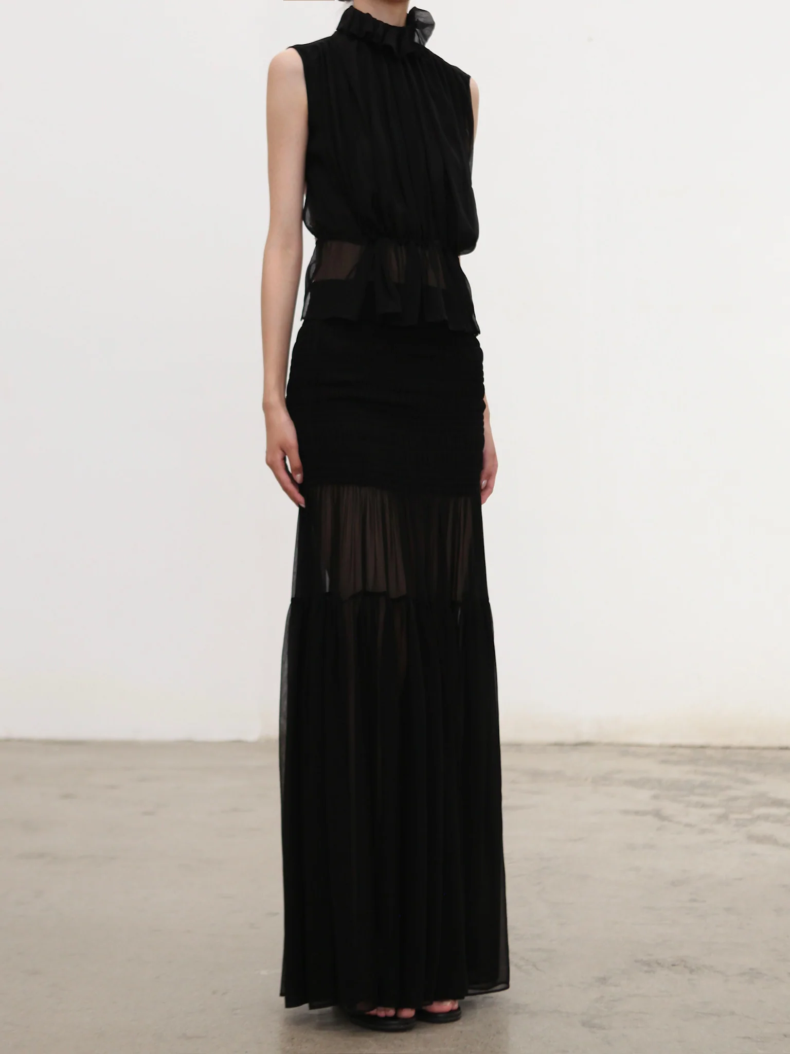 OUDE WAAG 25 Autumn and Winter Silk Pleated Skirt OW-OW-25AW-SK21S1BL900-HEI Black - Image 4