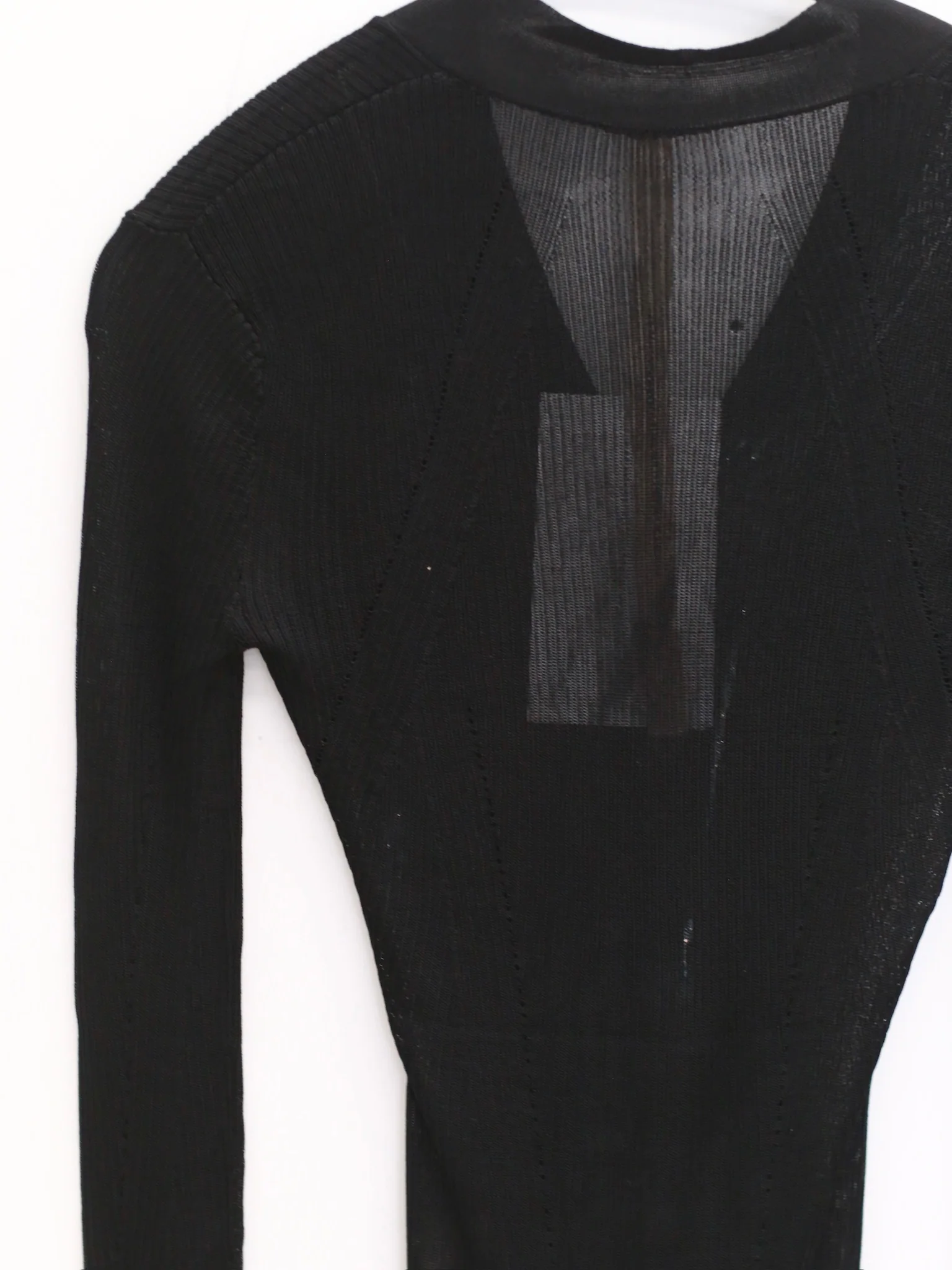 OUDE WAAG 25 Autumn/Winter Curved Ribbed Knit Cardigan OW-OW-25AW-KT01V1BL900-HEI Black - Image 13