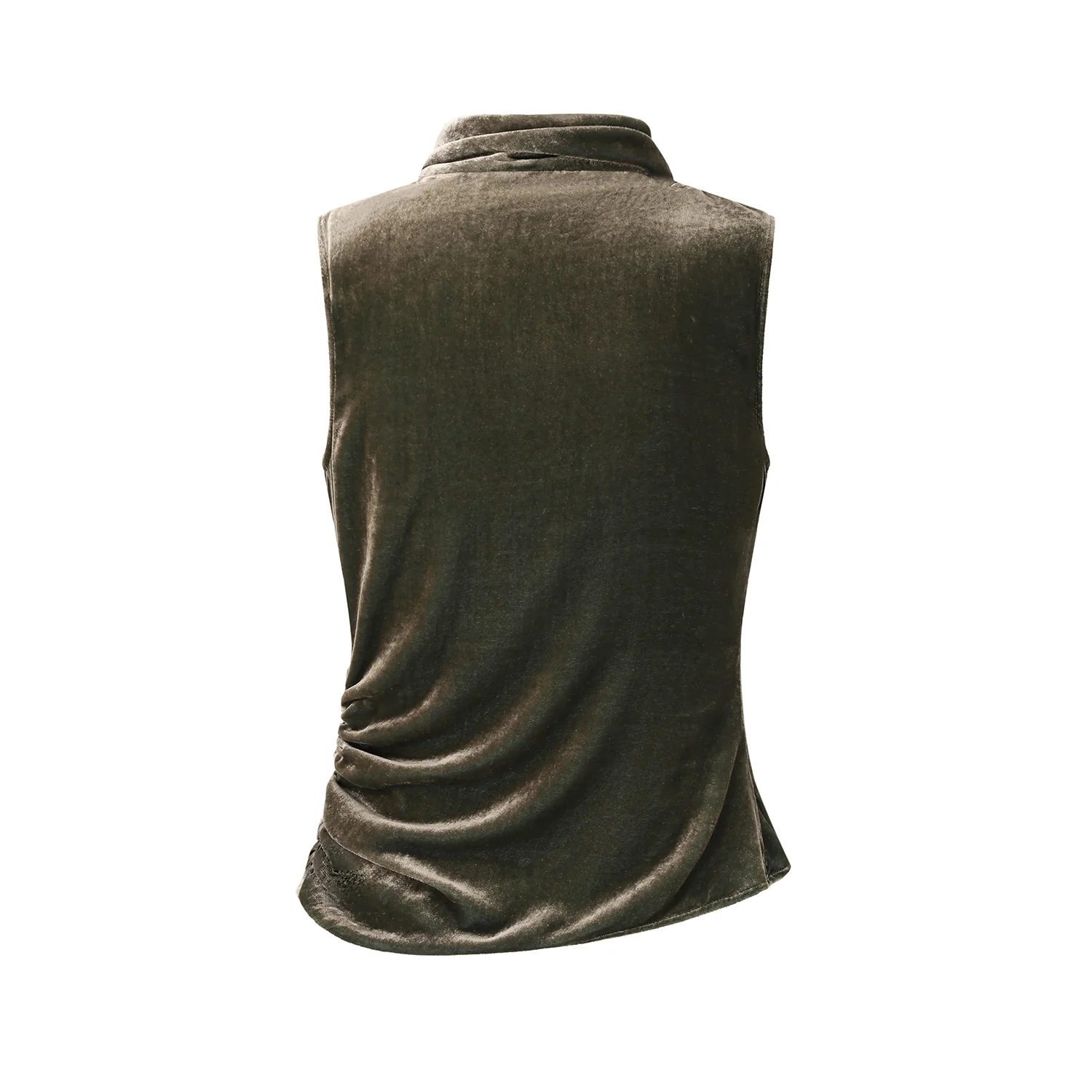 OUDE WAAG 25 Autumn/Winter Halter Neck Draped Velvet Vest OW-OW-25AW-TP13V1GR560-QG Gangqing - Image 8
