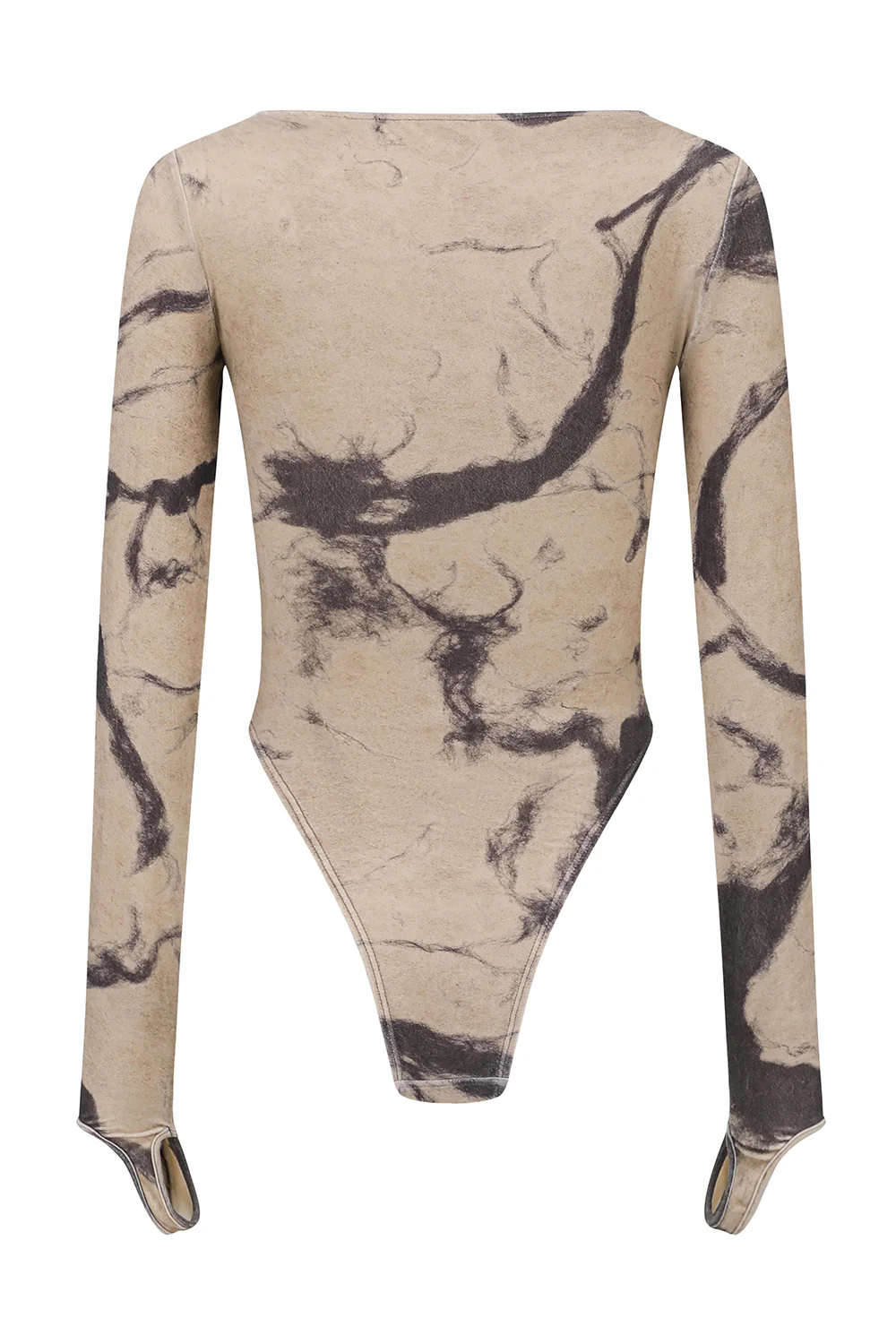 OUDE WAAG 25 Autumn/Winter Stretch Velvet Bodysuit OW-OW-25AW-BD03P2WI018-ML Beige Gray Print - Image 2