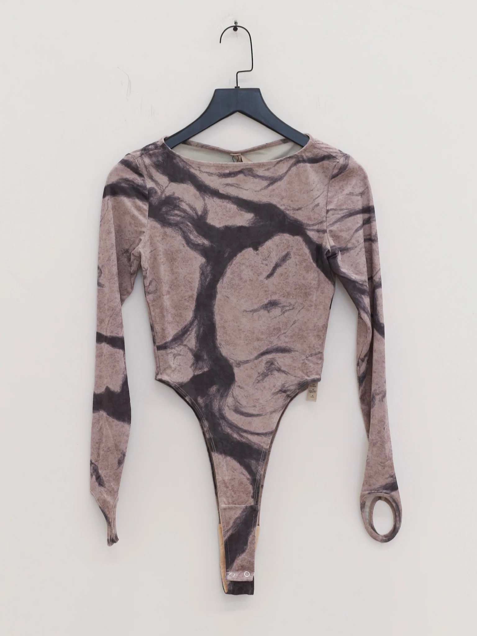 OUDE WAAG 25 Autumn/Winter Stretch Velvet Bodysuit OW-OW-25AW-BD03P2WI018-ML Beige Gray Print - Image 3