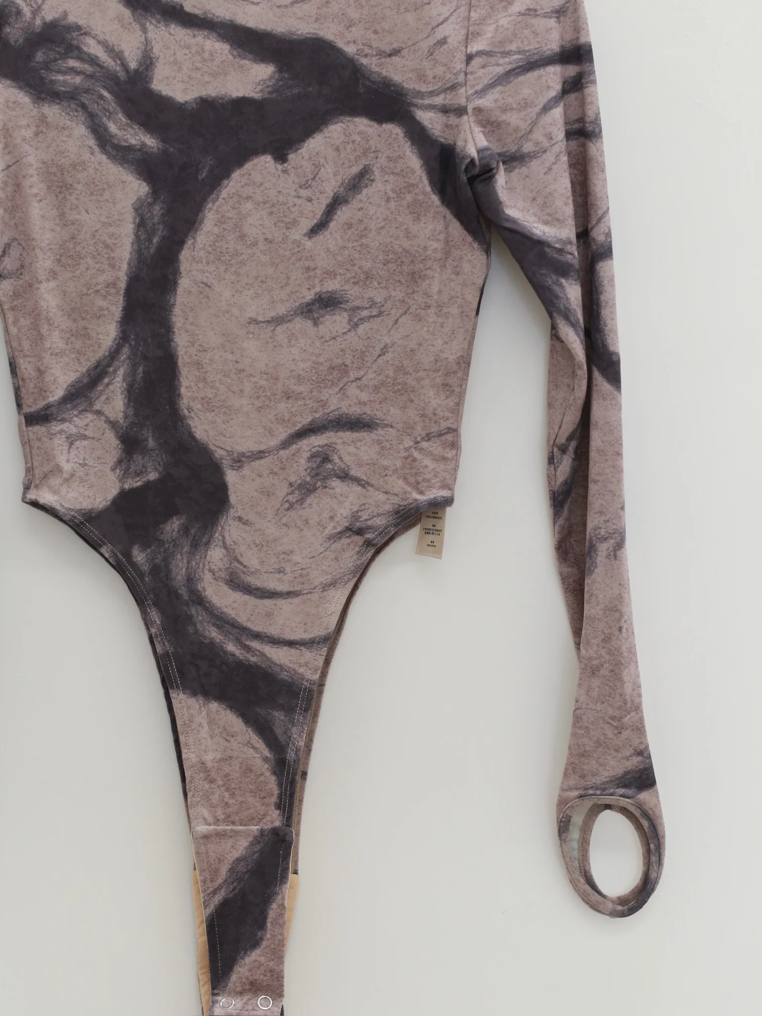 OUDE WAAG 25 Autumn/Winter Stretch Velvet Bodysuit OW-OW-25AW-BD03P2WI018-ML Beige Gray Print - Image 6