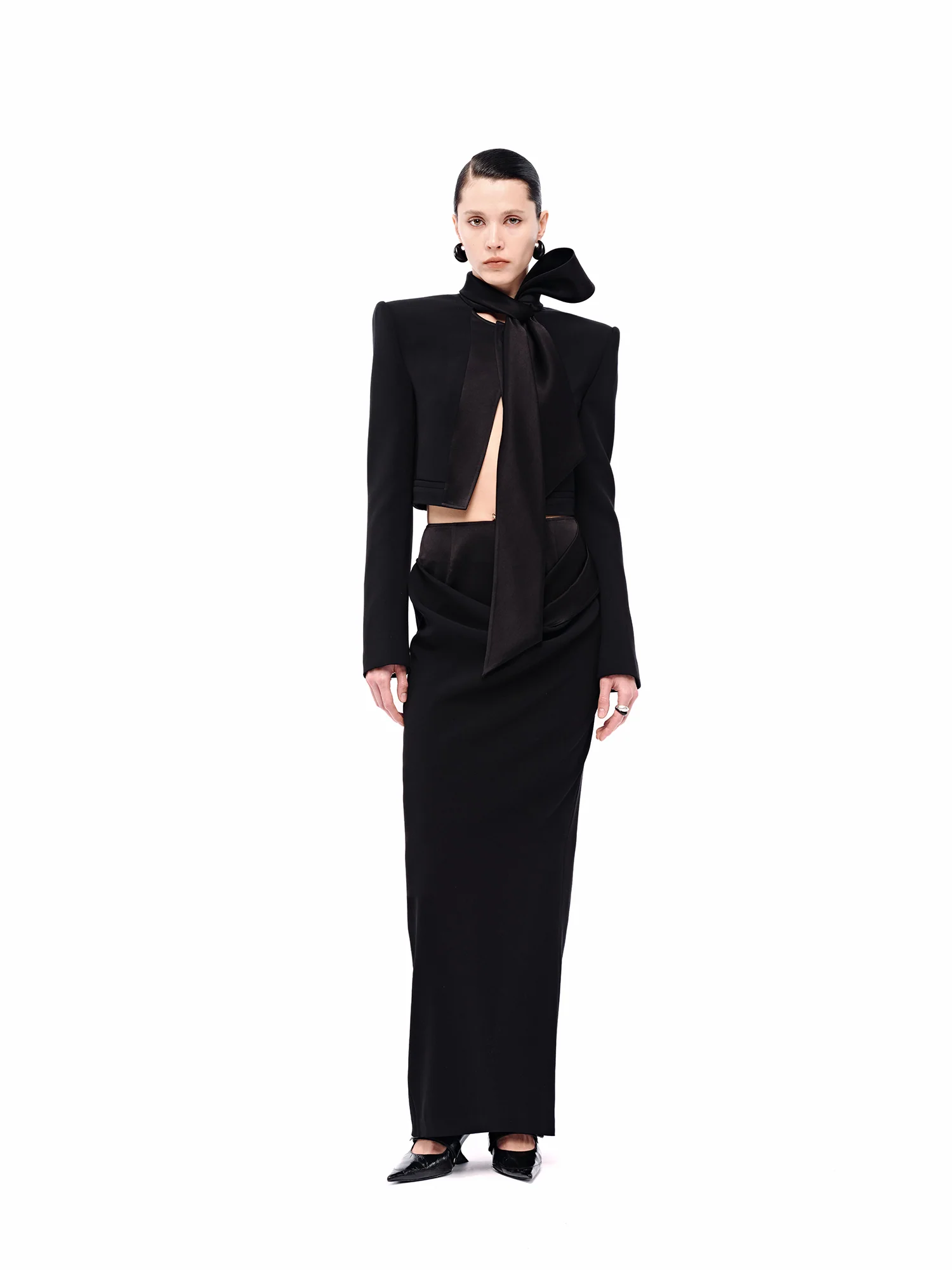 OUDE WAAG 25 Autumn/Winter Tilda Tailored Draped Skirt OW-OW-25AW-SK07T1BL900-HEI Black - Image 10