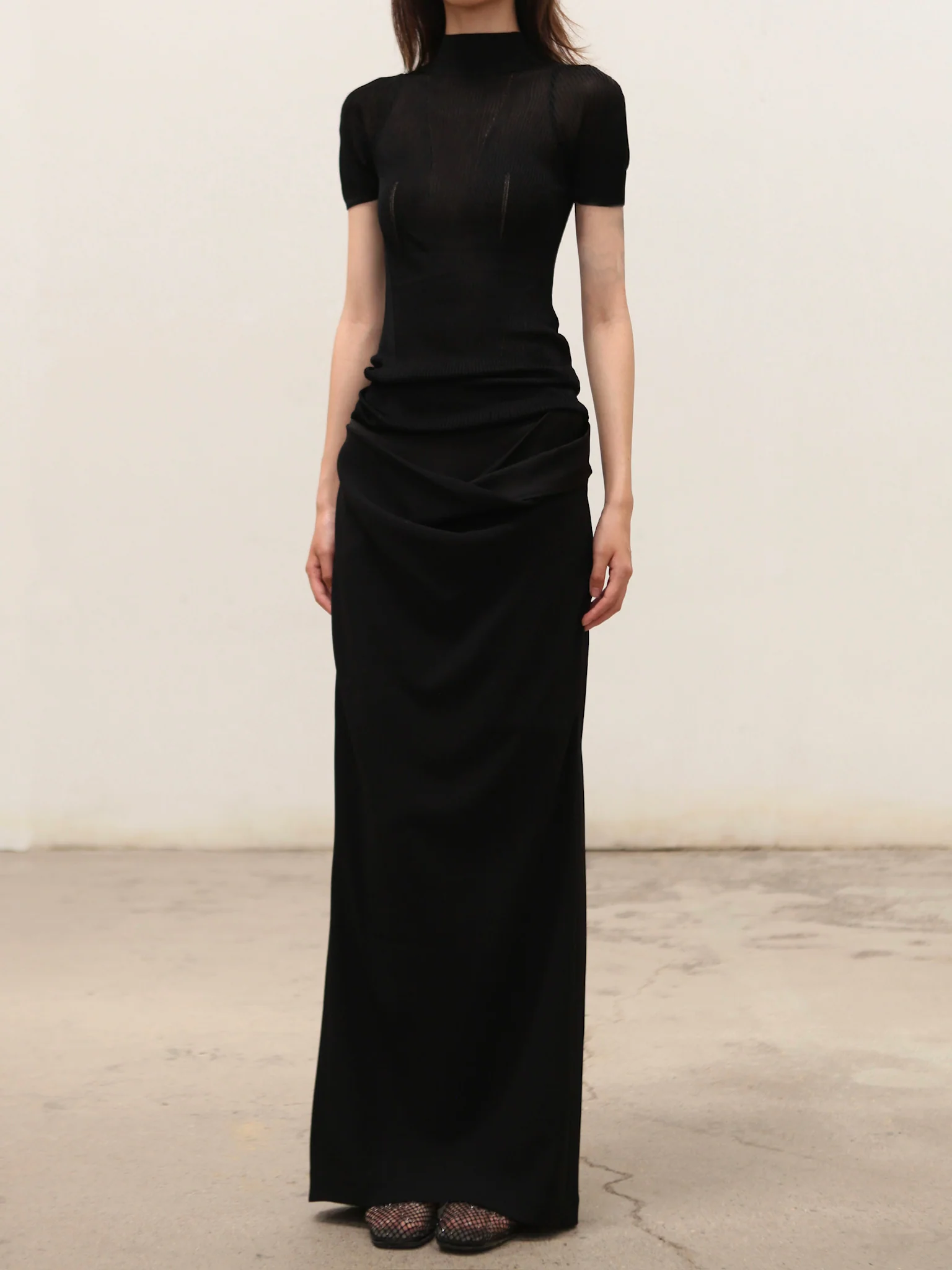 OUDE WAAG 25 Autumn/Winter Tilda Tailored Draped Skirt OW-OW-25AW-SK07T1BL900-HEI Black - Image 8