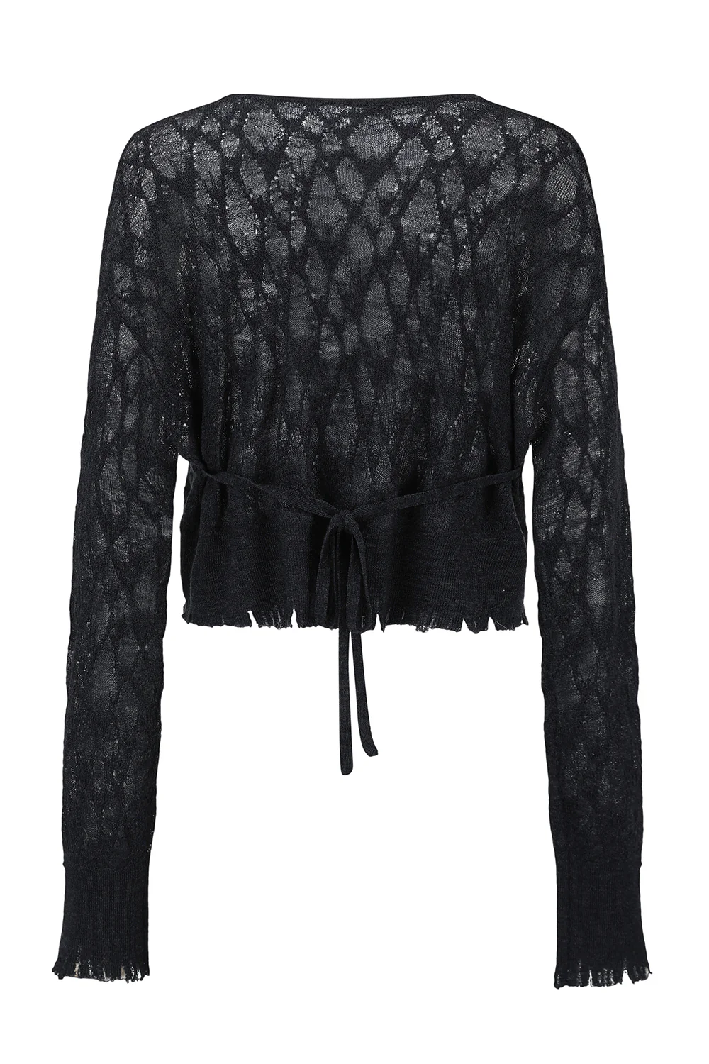OUDE WAAG 25 Early Autumn Plaid Lace Knit Cardigan OW-OW-25PF-KT02W1BU690-SL Dark Blue - Image 2