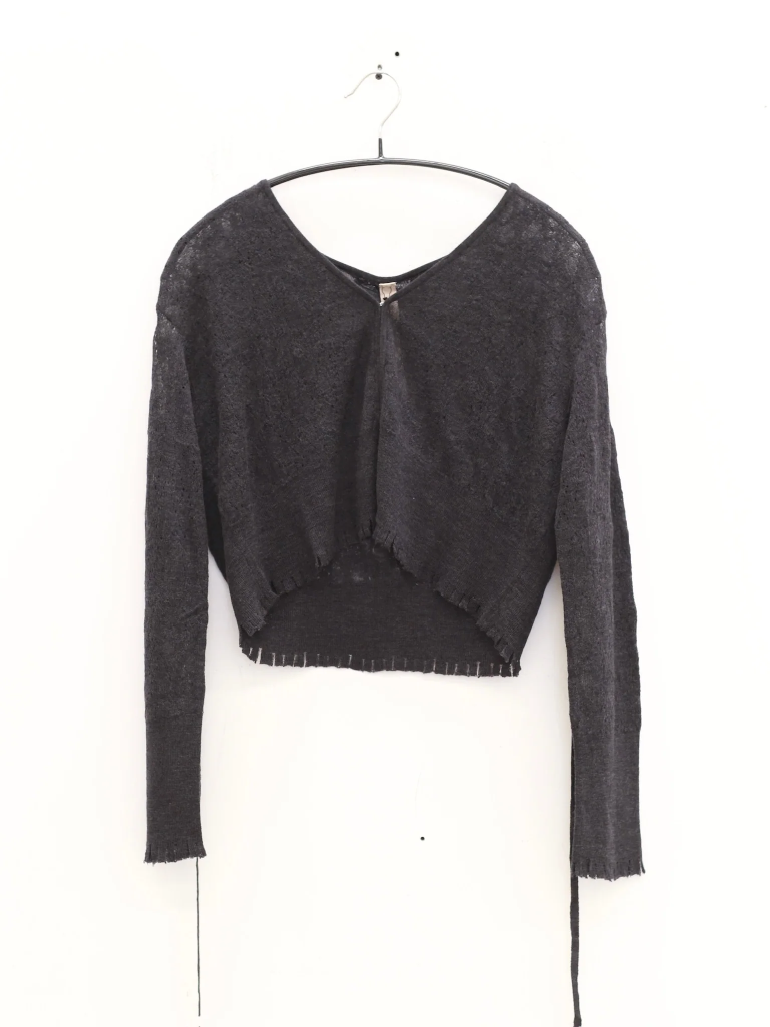 OUDE WAAG 25 Early Autumn Plaid Lace Knit Cardigan OW-OW-25PF-KT02W1BU690-SL Dark Blue - Image 3
