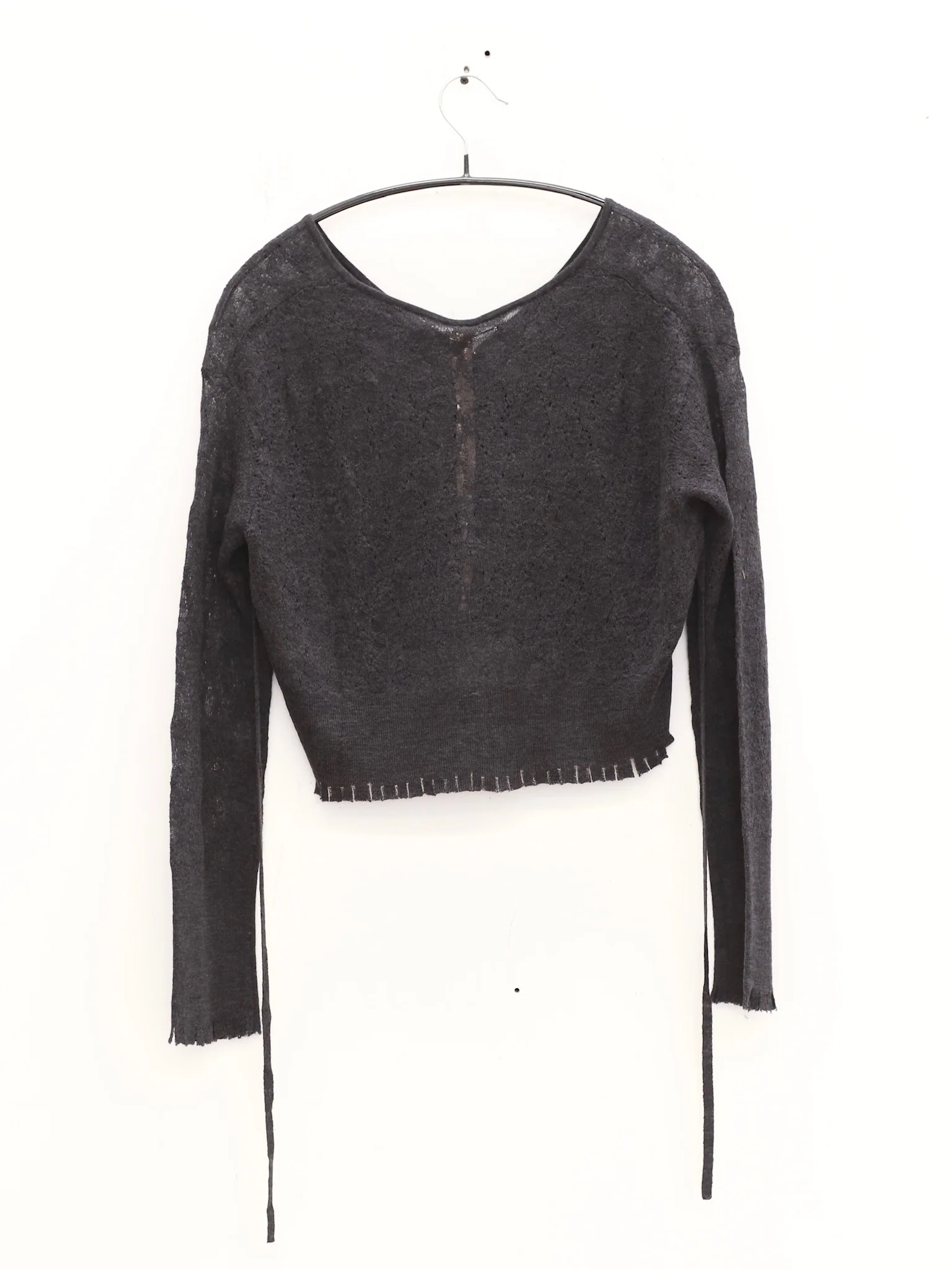 OUDE WAAG 25 Early Autumn Plaid Lace Knit Cardigan OW-OW-25PF-KT02W1BU690-SL Dark Blue - Image 4
