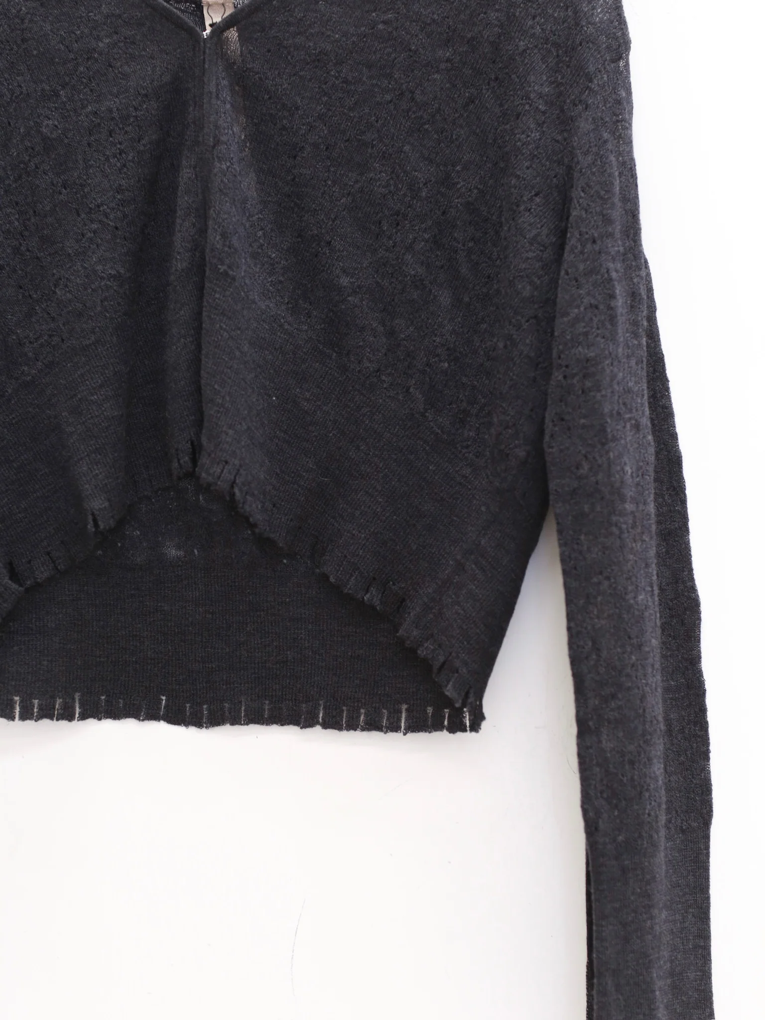 OUDE WAAG 25 Early Autumn Plaid Lace Knit Cardigan OW-OW-25PF-KT02W1BU690-SL Dark Blue - Image 5