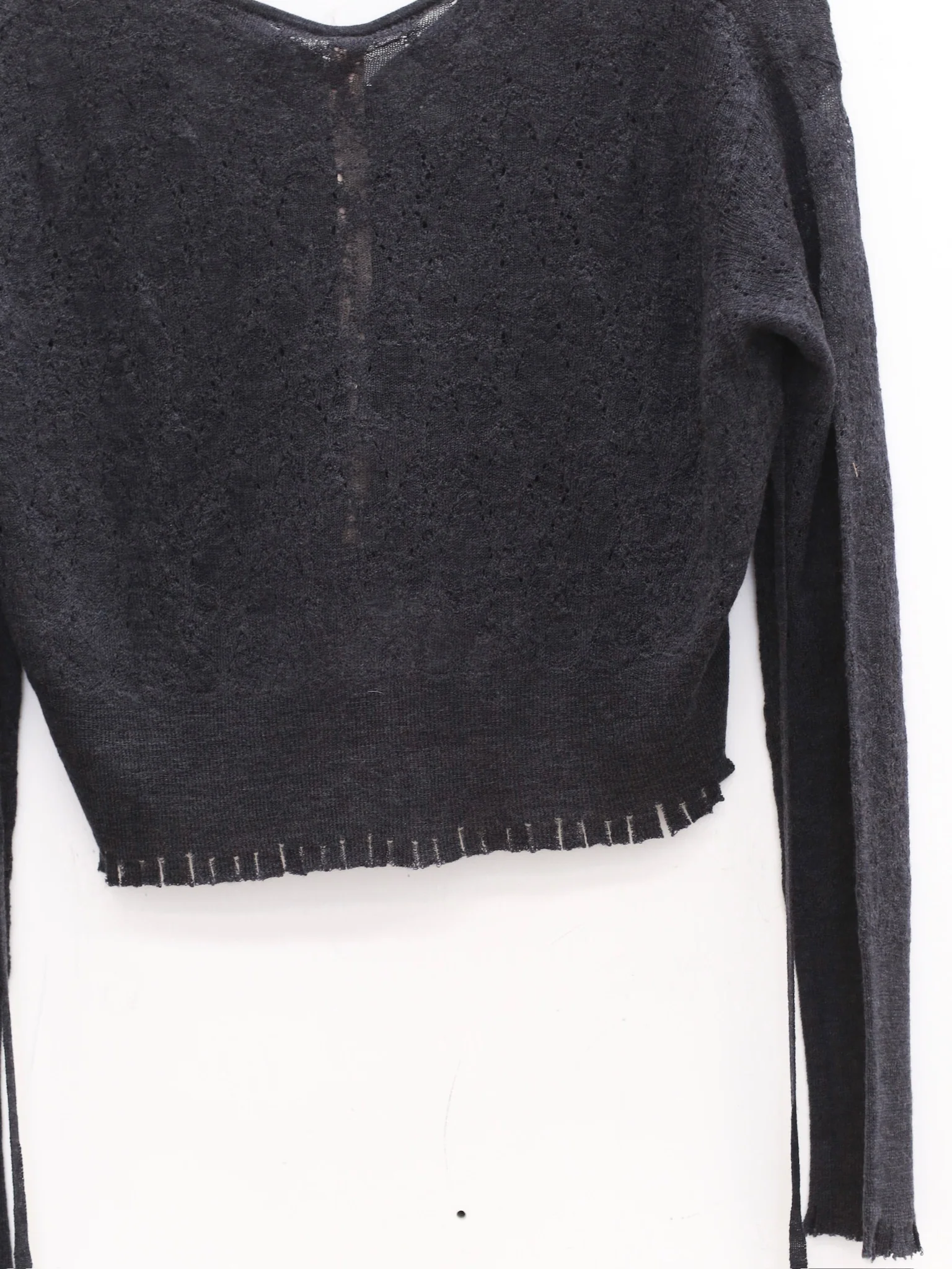 OUDE WAAG 25 Early Autumn Plaid Lace Knit Cardigan OW-OW-25PF-KT02W1BU690-SL Dark Blue - Image 6