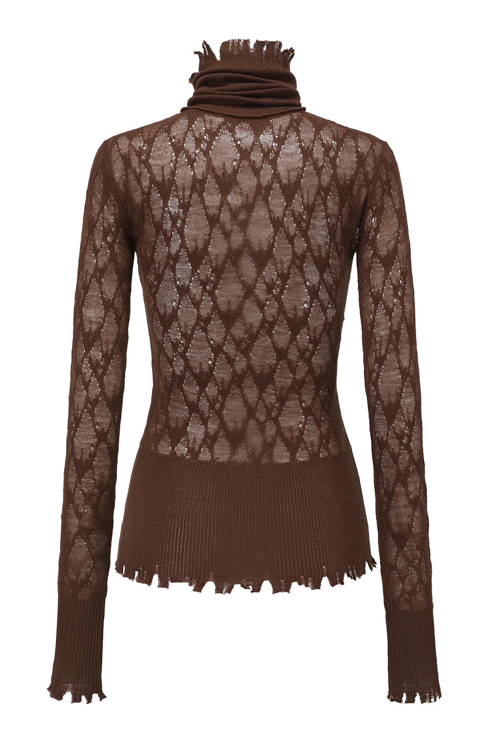 OUDE WAAG 25 Early Autumn Plaid Lace Knit Top OW-OW-25PF-KT01W1BR450-HZ Red Brown - Image 2