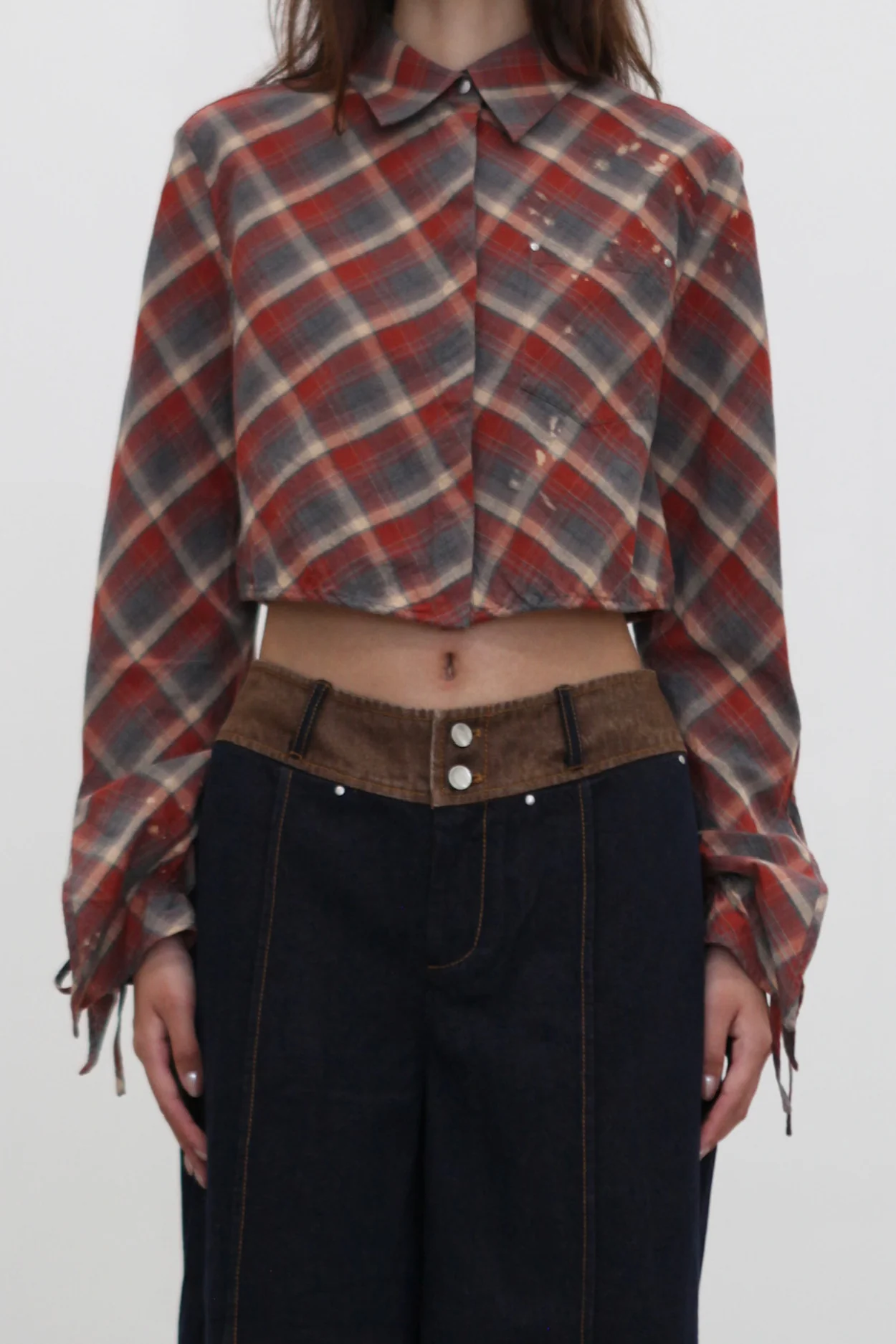 OUDE WAAG 25 Early Autumn Plaid Short Shirt OW-OW-25PF-ST01C1BU062-LHGW (BU062 Blue and Red Plaid)