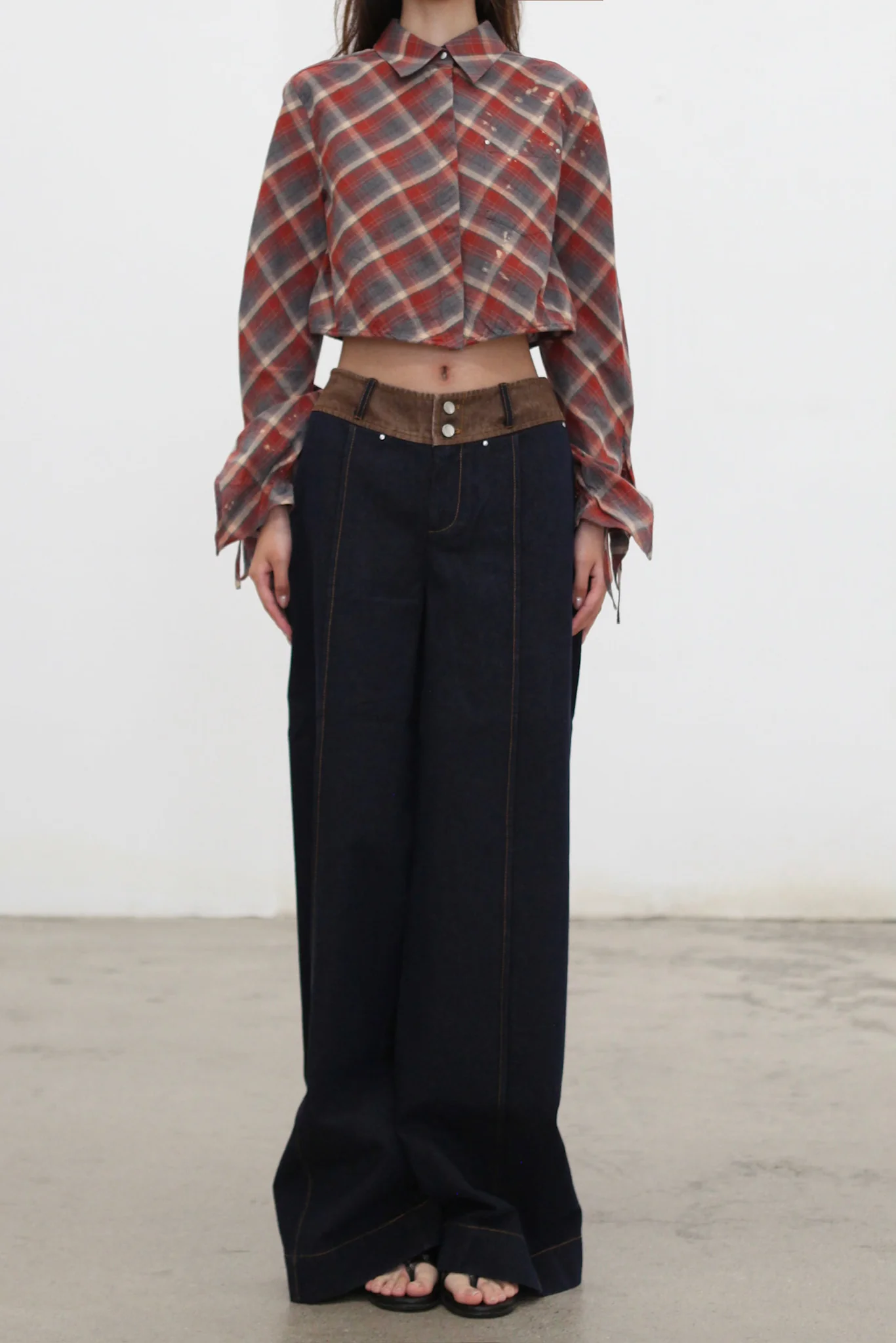 OUDE WAAG 25 Early Autumn Plaid Short Shirt OW-OW-25PF-ST01C1BU062-LHGW (BU062 Blue and Red Plaid) - Image 2