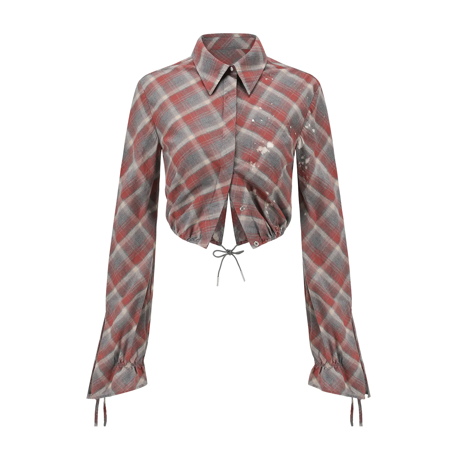 OUDE WAAG 25 Early Autumn Plaid Short Shirt OW-OW-25PF-ST01C1BU062-LHGW (BU062 Blue and Red Plaid) - Image 5