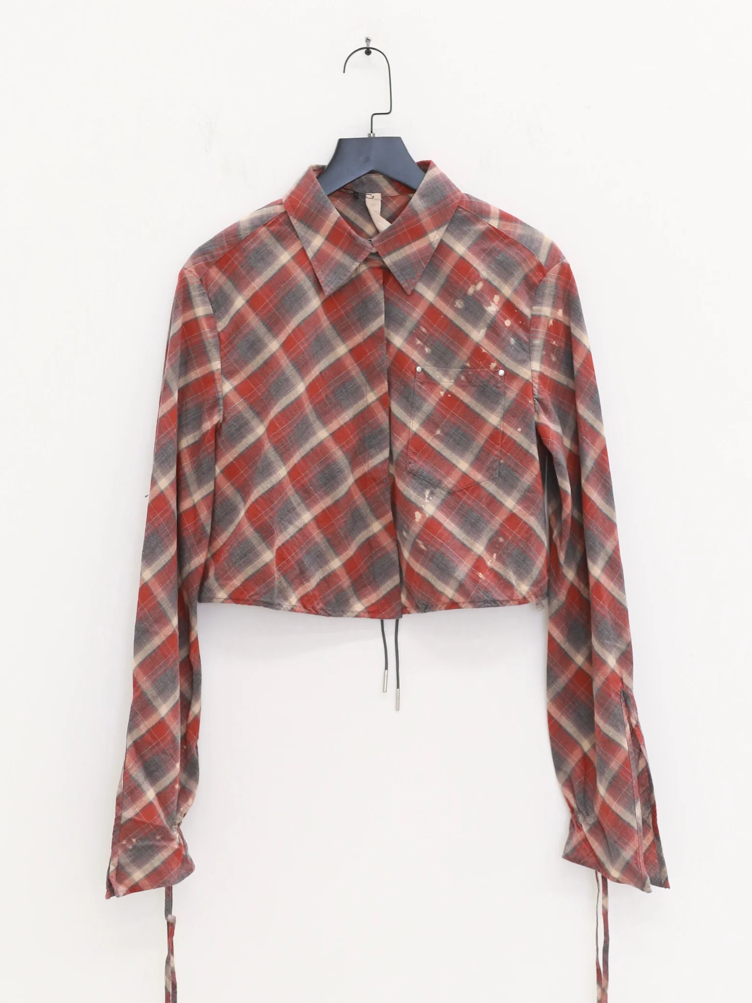 OUDE WAAG 25 Early Autumn Plaid Short Shirt OW-OW-25PF-ST01C1BU062-LHGW (BU062 Blue and Red Plaid) - Image 7