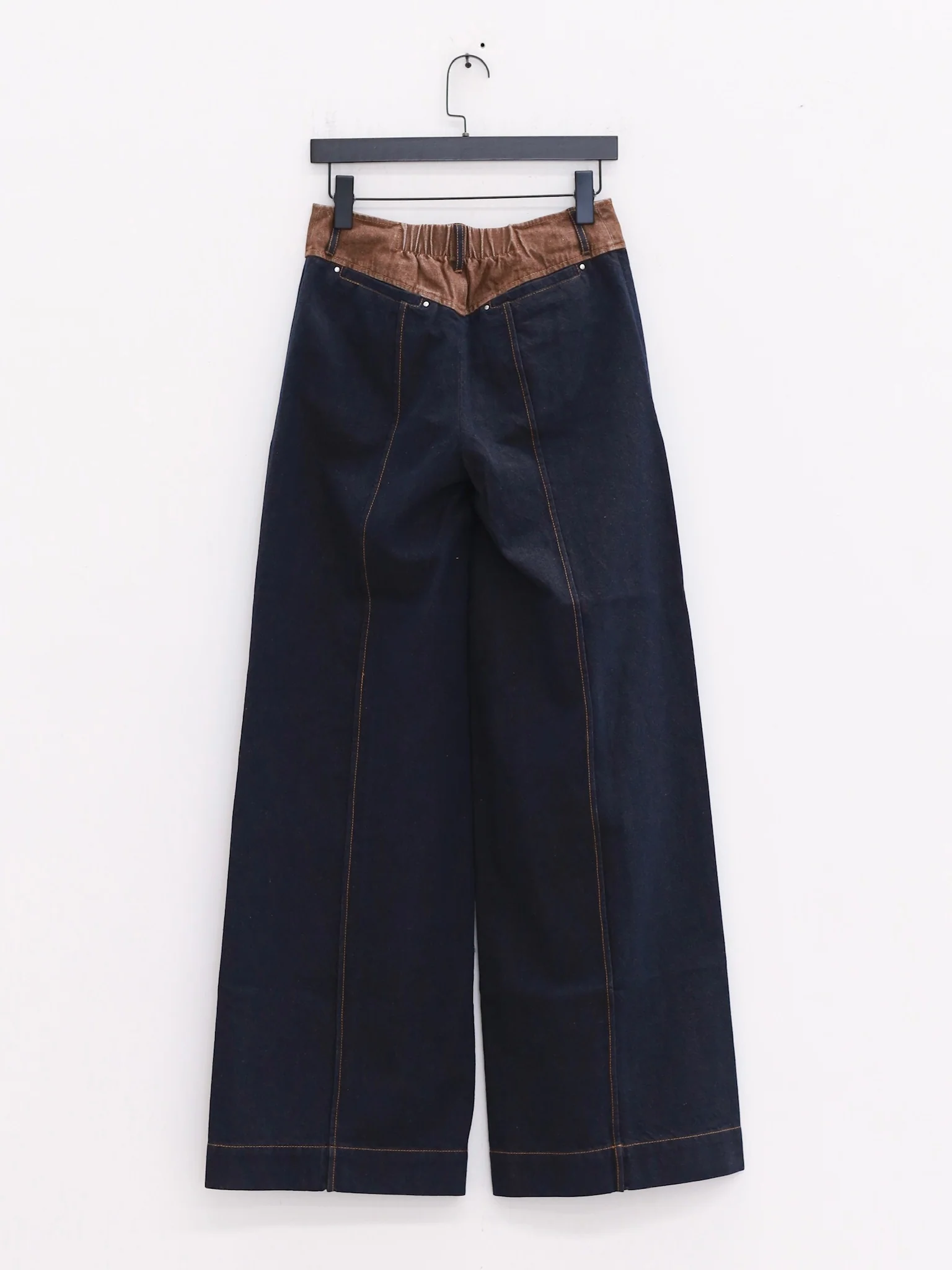 OUDE WAAG 25 Early Autumn Washed Stitching Straight Jeans OW-OW-25PF-PT03C1BU064-LZ Blue Brown (OW-25PF-PT03) - Image 4