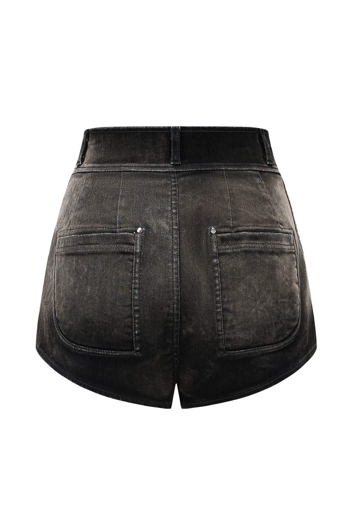 OUDE WAAG 25 Early Autumn Washed Stretch Flocked Denim Shorts OW-OW-25PF-PT10C1BU690-SL Dark Blue - Image 2