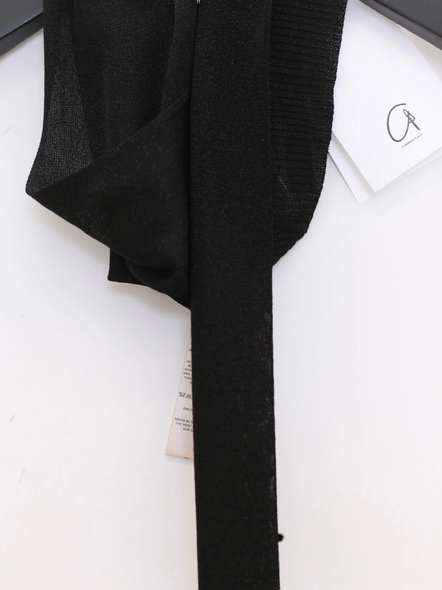 OUDE WAAG 25 Spring/Summer Ribbon Shiny Silk Knit Top OW-OW-25SS-KT10V1BL900-HEI Black OW-25SS-KT10 - Image 4