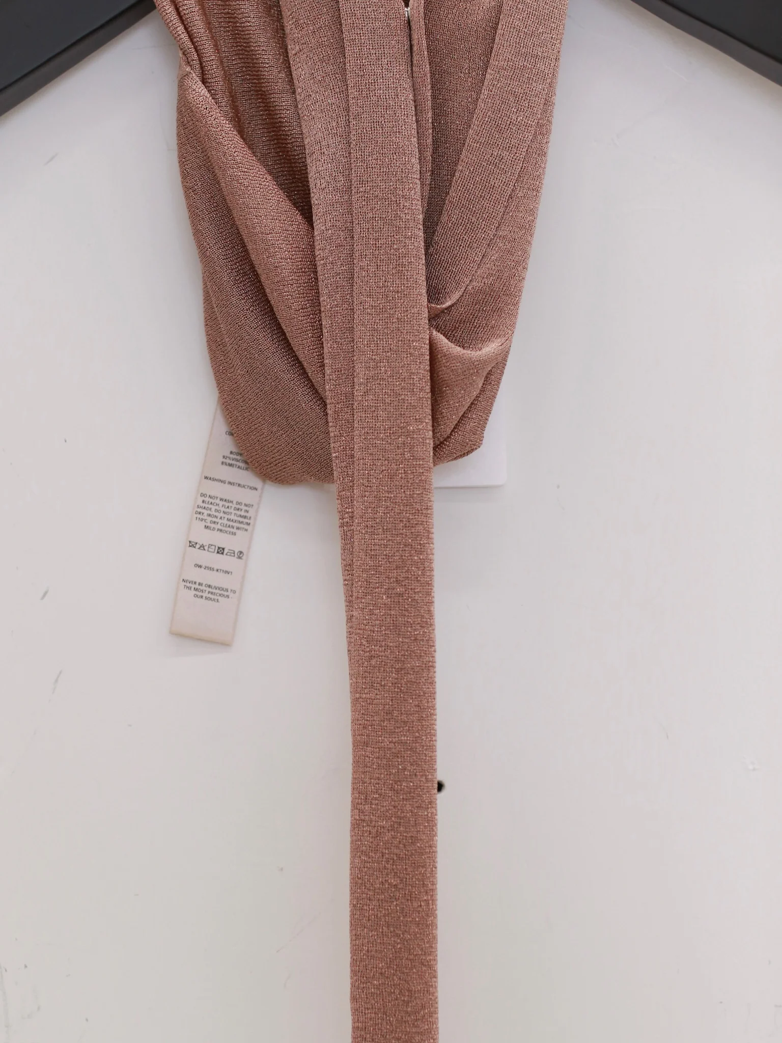 OUDE WAAG 25 Spring/Summer Ribbon Shiny Silk Knit Top OW-OW-25SS-KT10V1NU220-SHANHU Coral OW-25SS-KT10 - Image 3