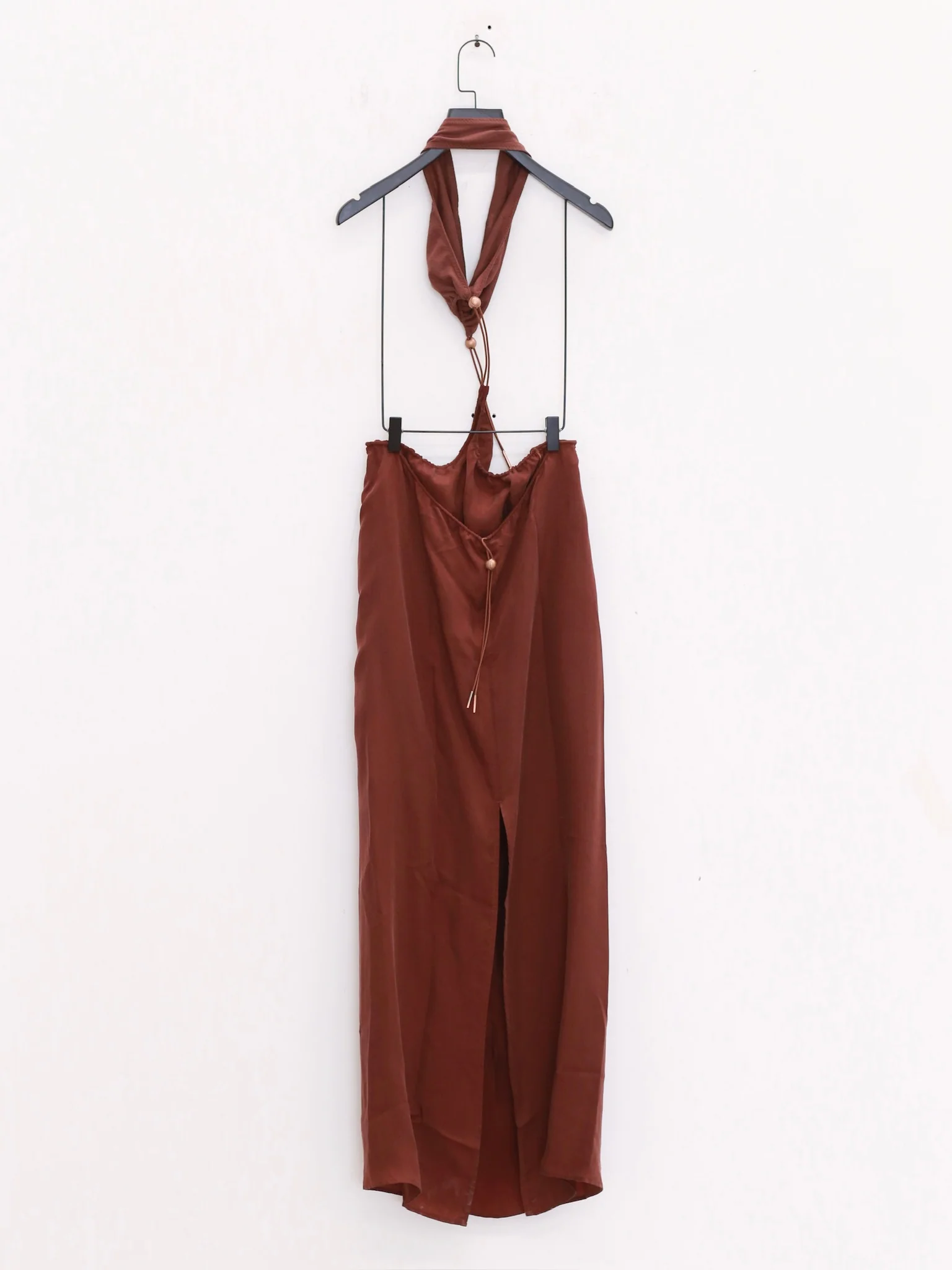 OUDE WAAG 25 Spring/Summer Strapless Halter Dress OW-OW-25SS-DS17C2BR450-HZ Red Brown OW-25SS-DS17 - Image 4