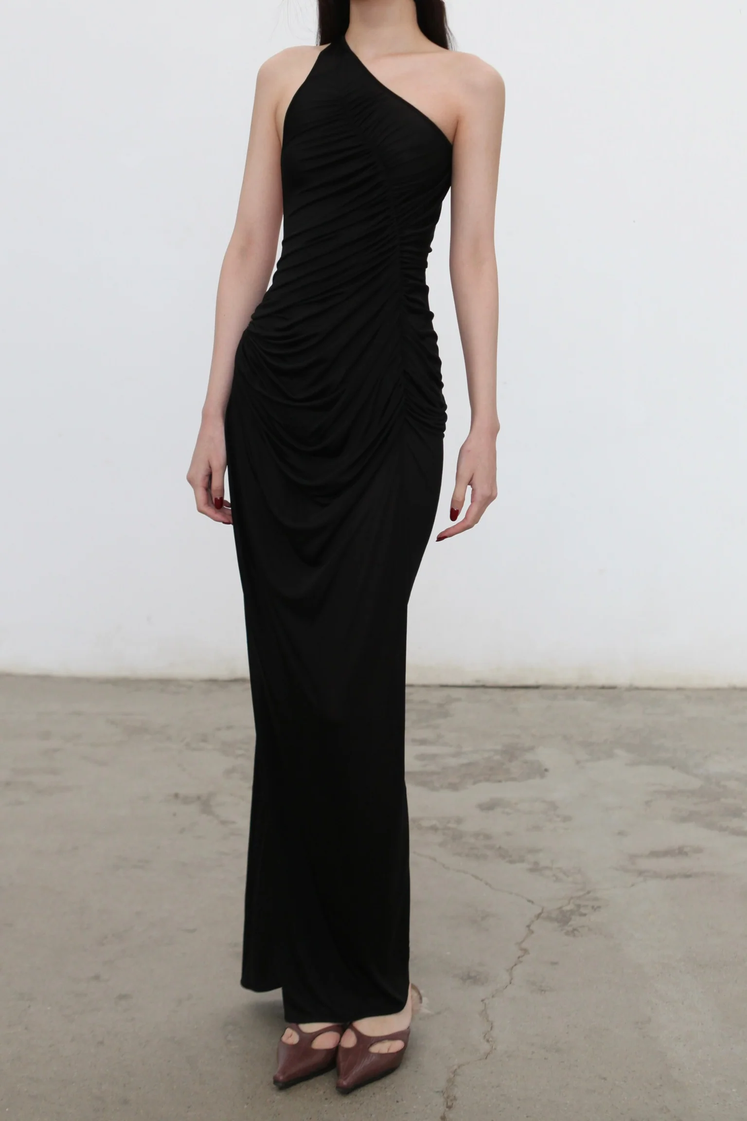 OUDE WAAG 25 Spring/Summer Venus Pleated Drape Dress OW-OW-25SS-DS25-HEI Black - Image 2
